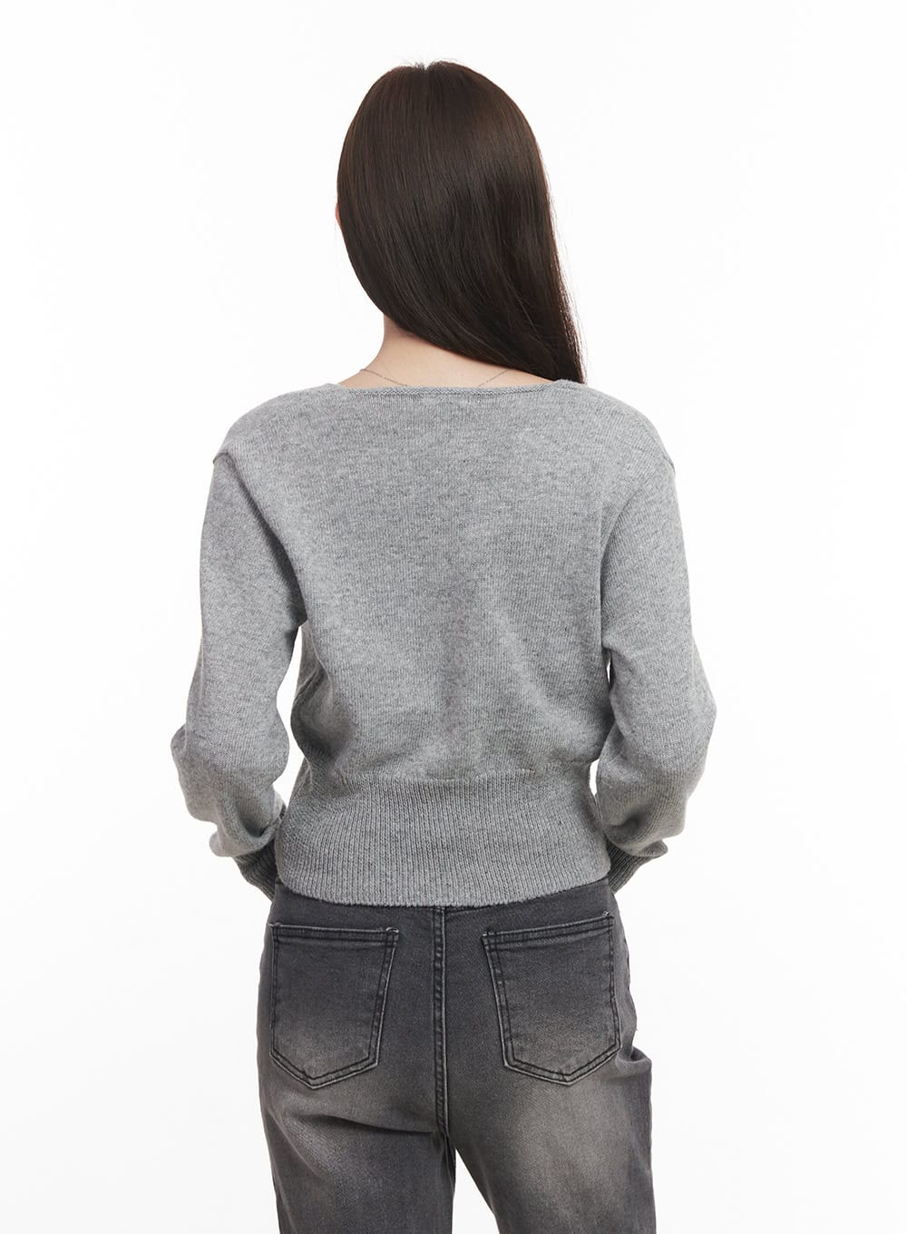Buttoned V-Neck Cropped Cardigan CA502 - Image 5