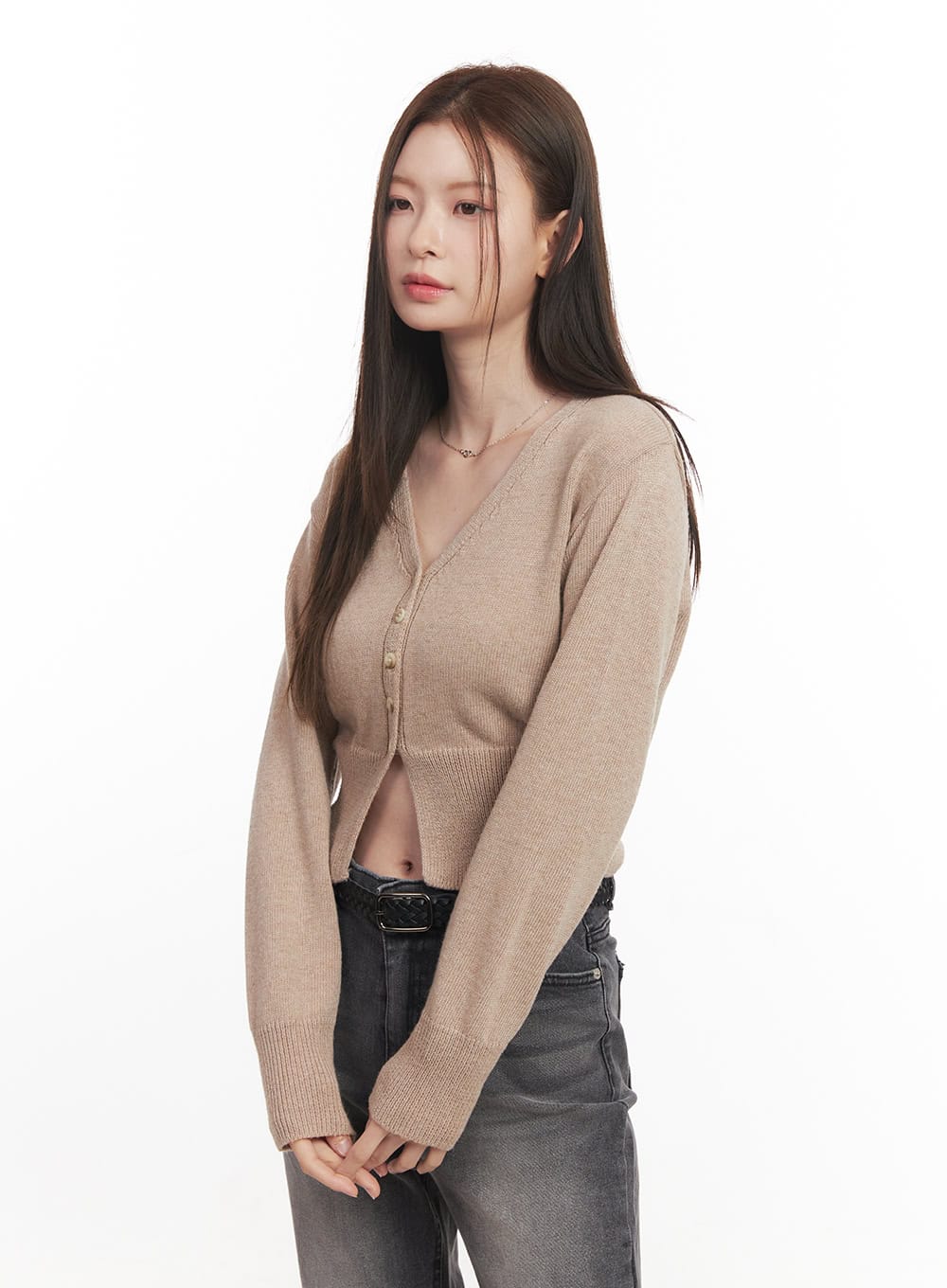 Buttoned V-Neck Cropped Cardigan CA502 - Image 9