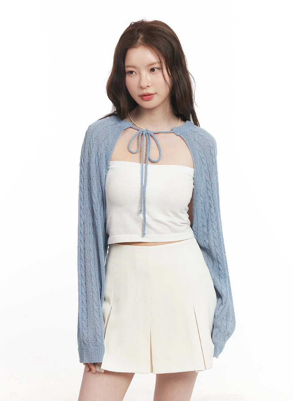 Cable Knit Bolero Cardigan CA502 - Image 10