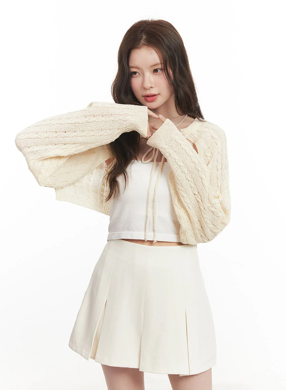 Cable Knit Bolero Cardigan CA502 - Image 13