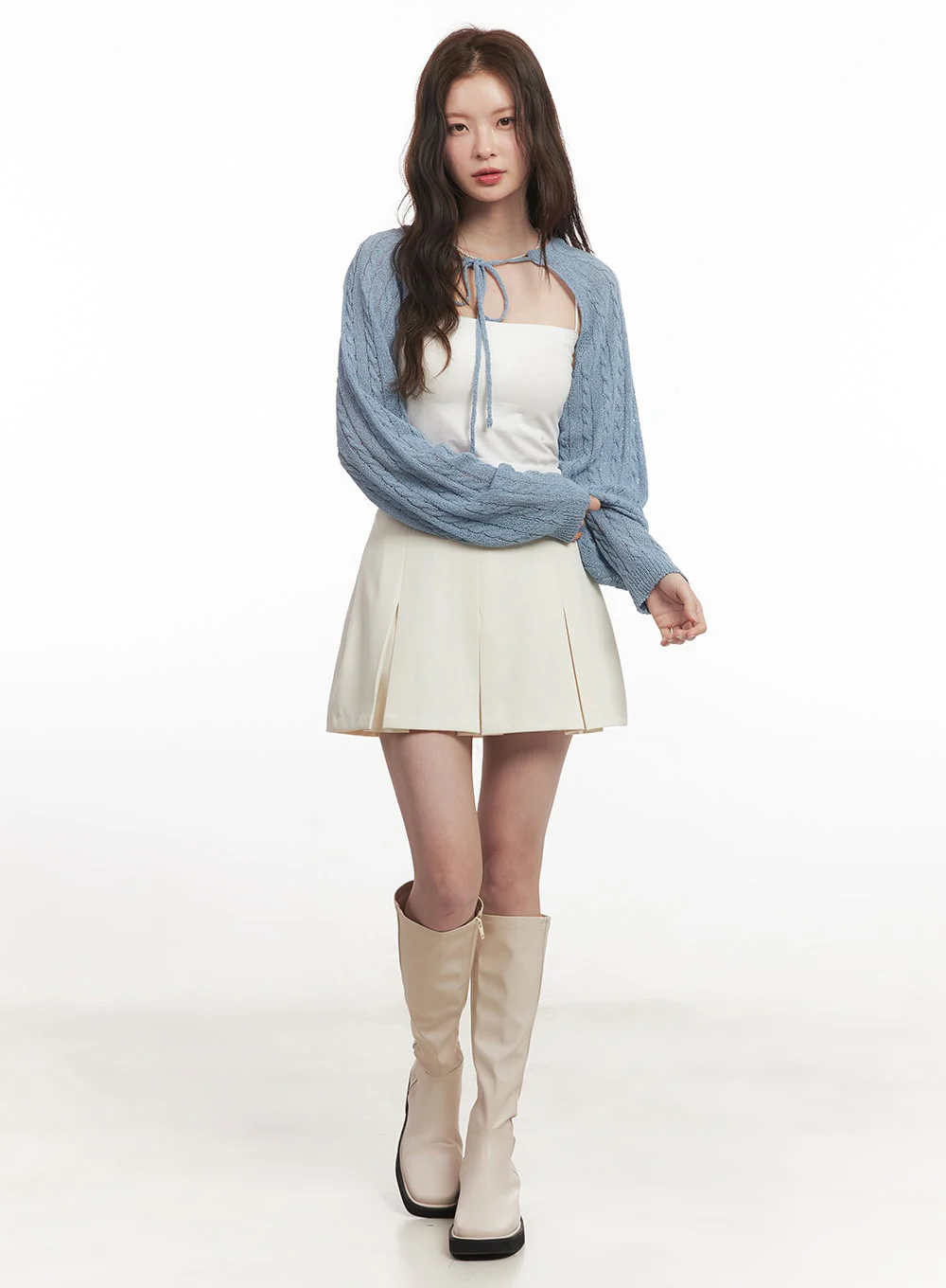 Cable Knit Bolero Cardigan CA502 - Image 2