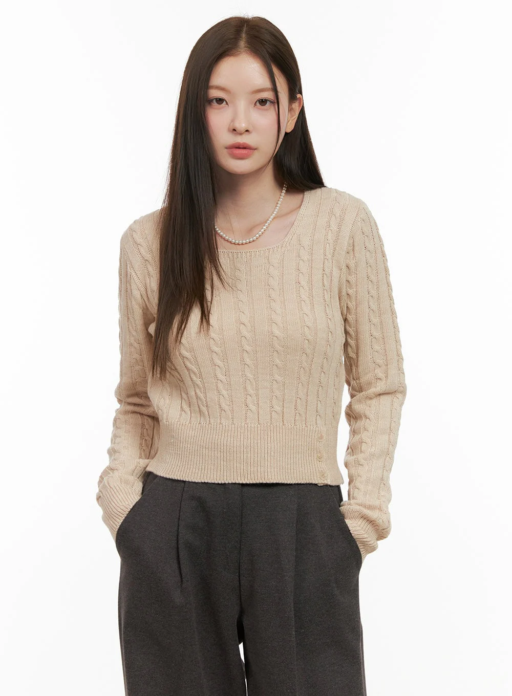 Cable Knit Button Detail Sweater OD412 - Image 9