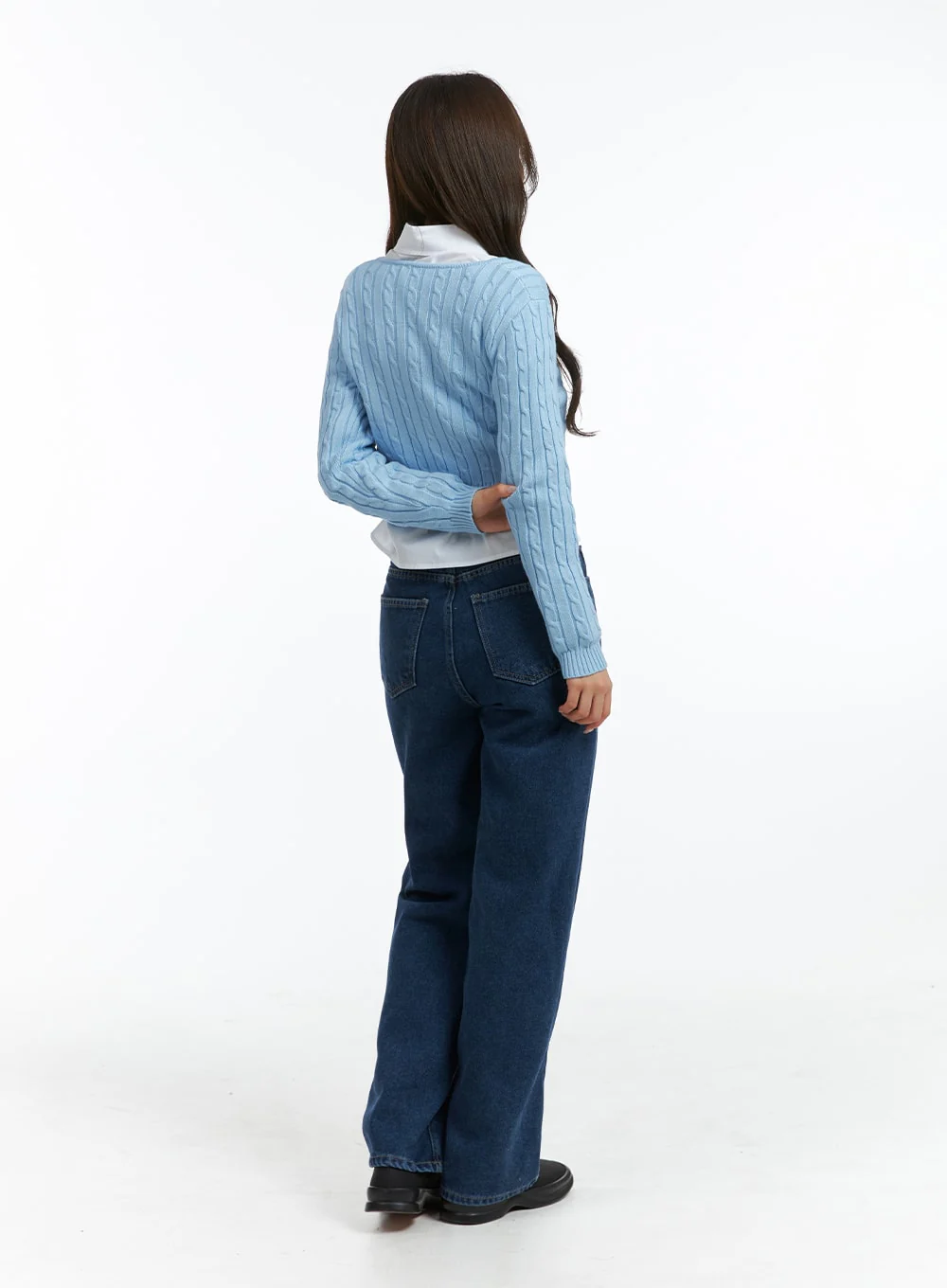 Cable Knit Buttoned Crop Cardigan OJ416 - Image 6