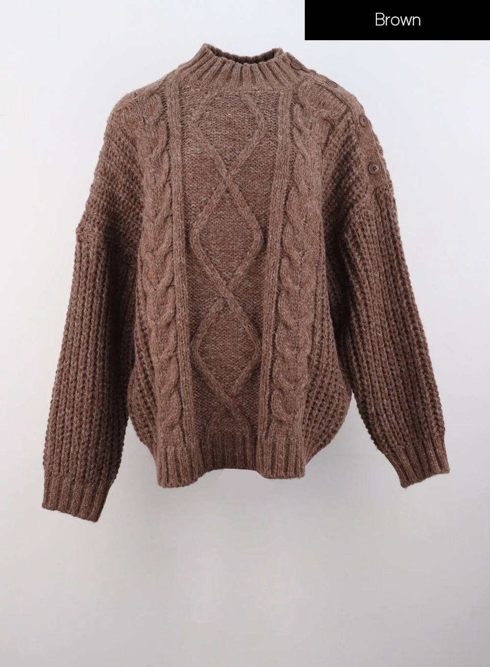 Cable Knit Buttoned Sweater IS301 - Image 16