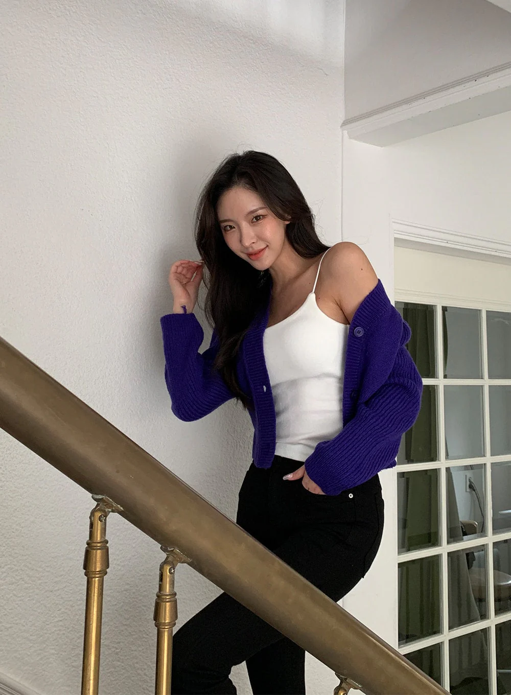 Cable Knit Cropped Cardigan J31 - Image 5