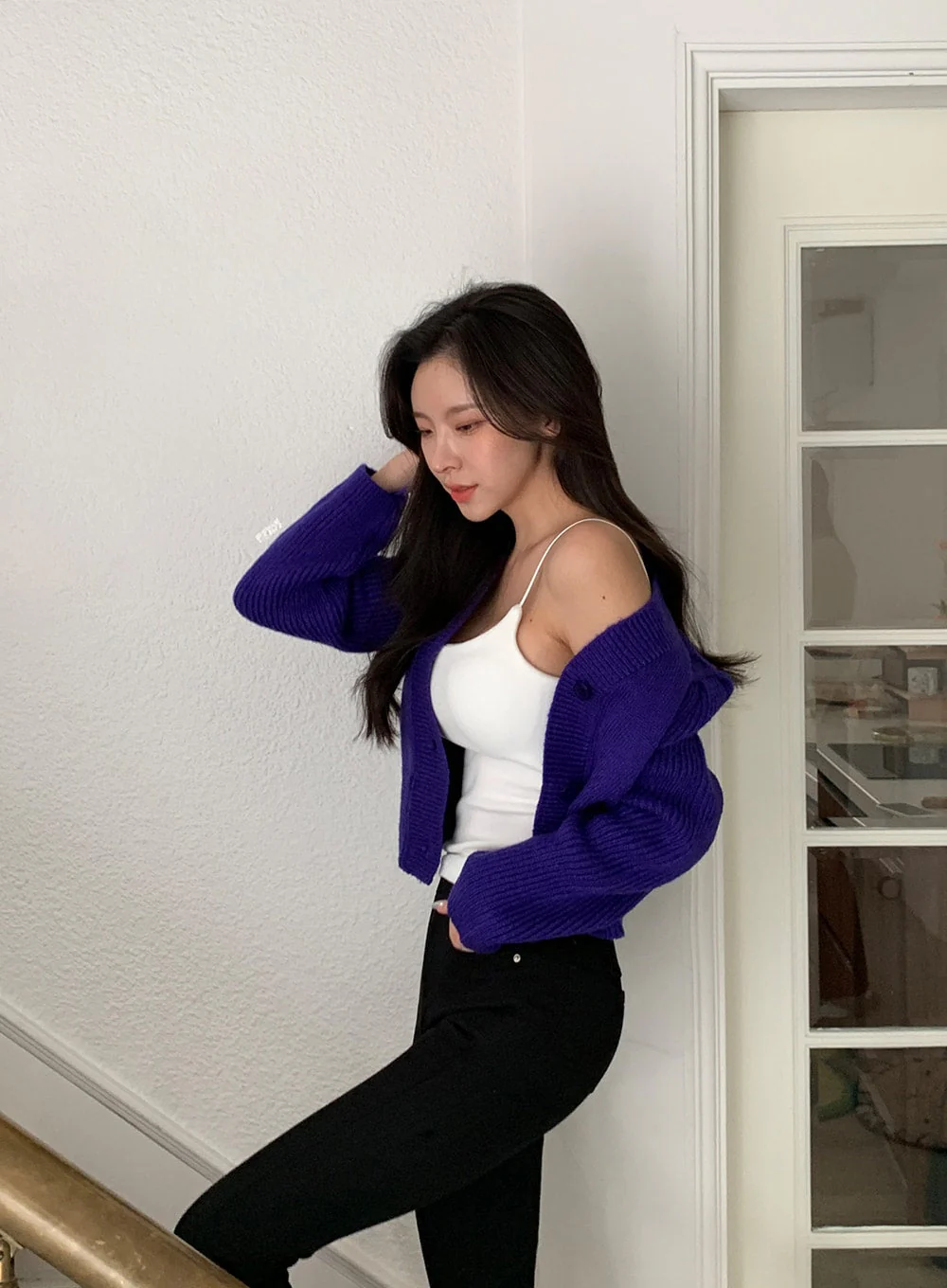 Cable Knit Cropped Cardigan J31 - Image 7