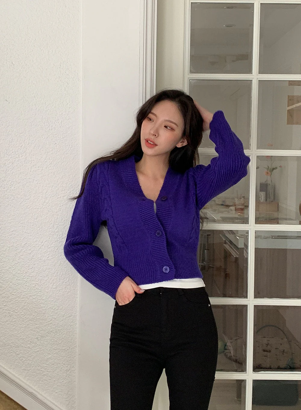Cable Knit Cropped Cardigan J31 - Image 8