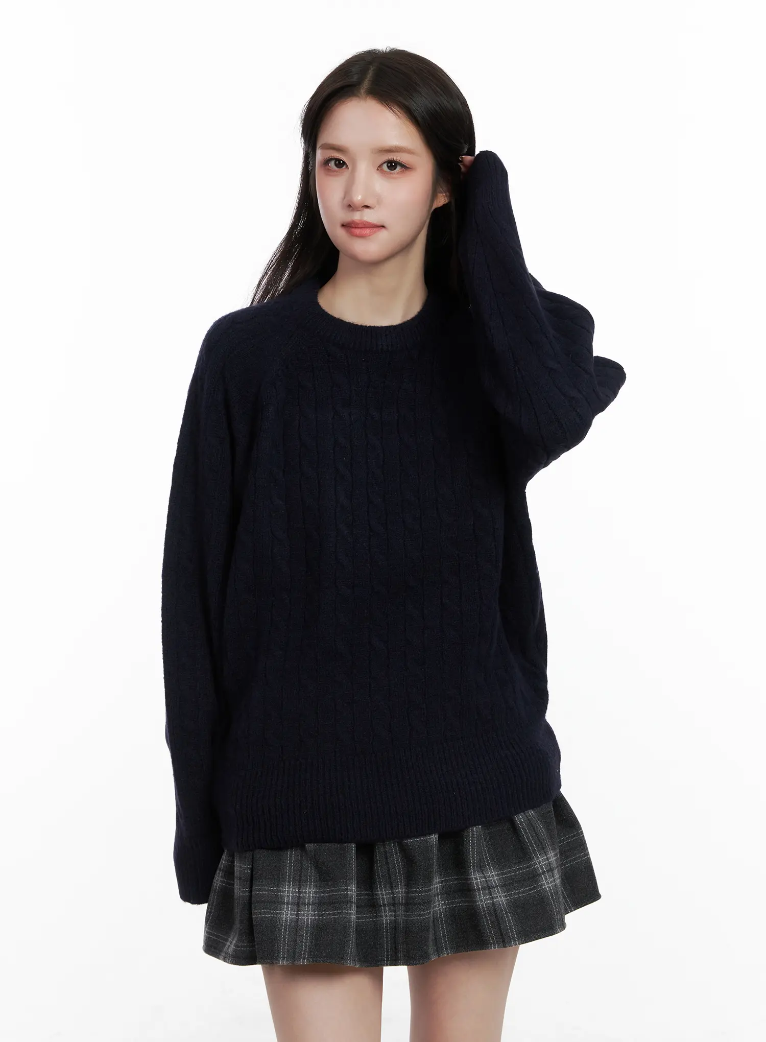 Cable Knit Round Neck Sweater CN527 - Image 11