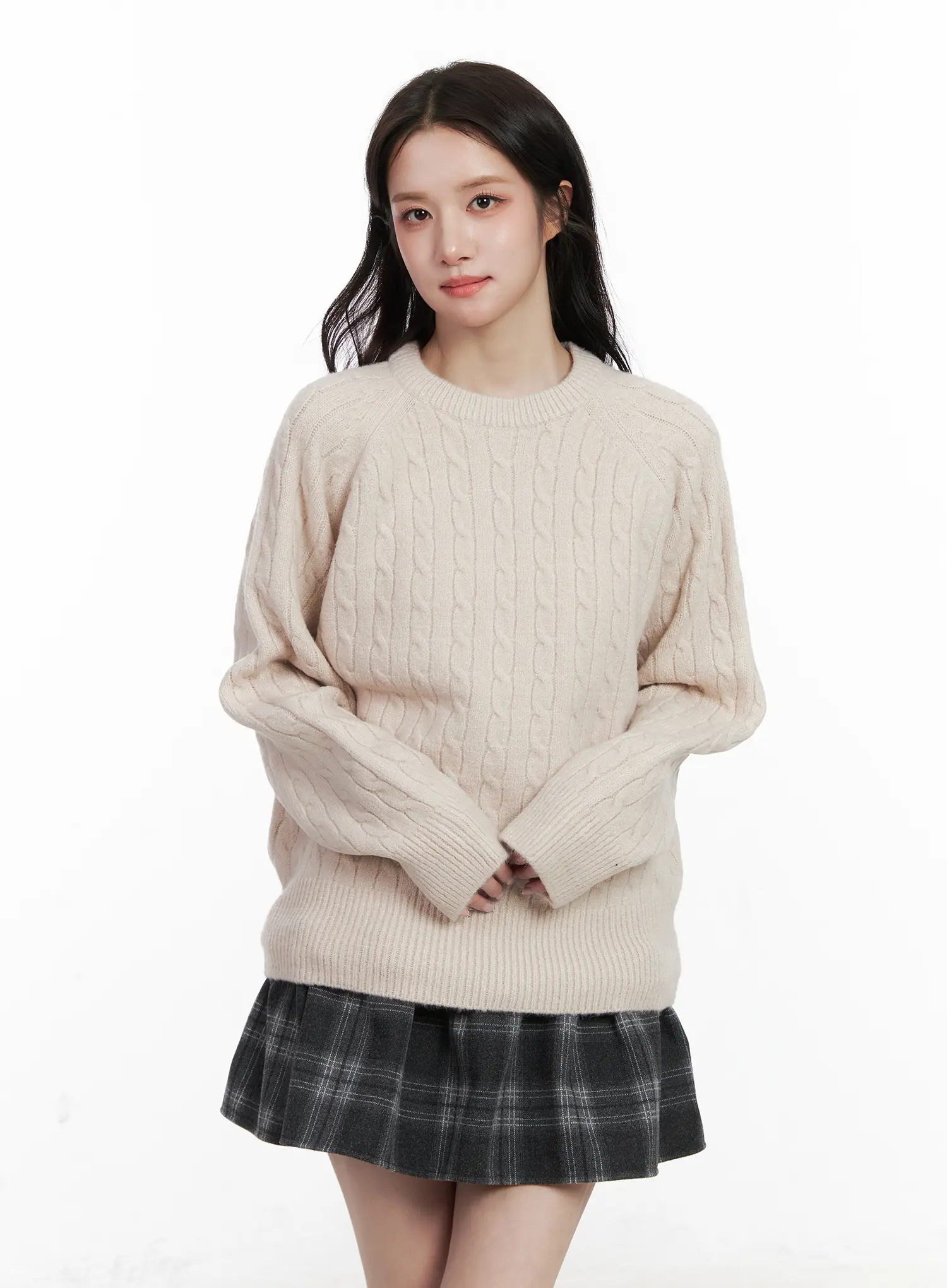 Cable Knit Round Neck Sweater CN527 - Image 2