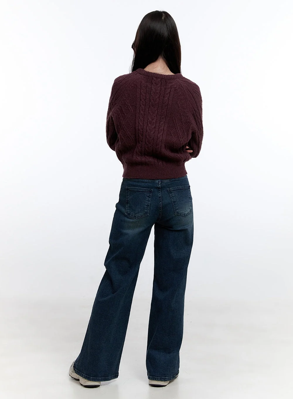 Cable Knit Round Neck Sweater ON418 - Image 4