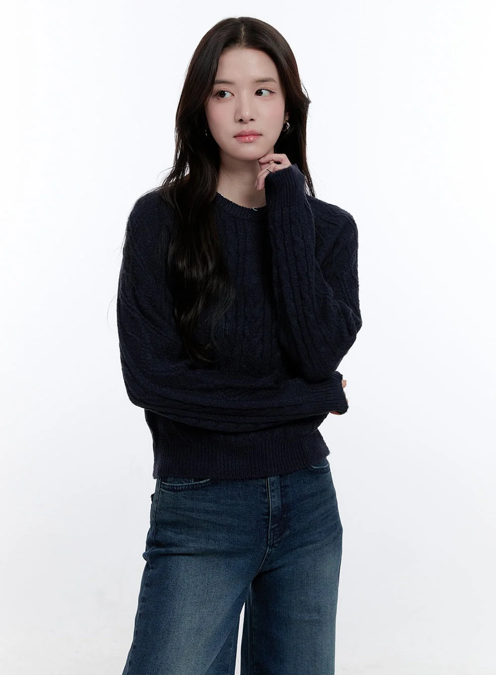 Cable Knit Round Neck Sweater ON418 - Image 9