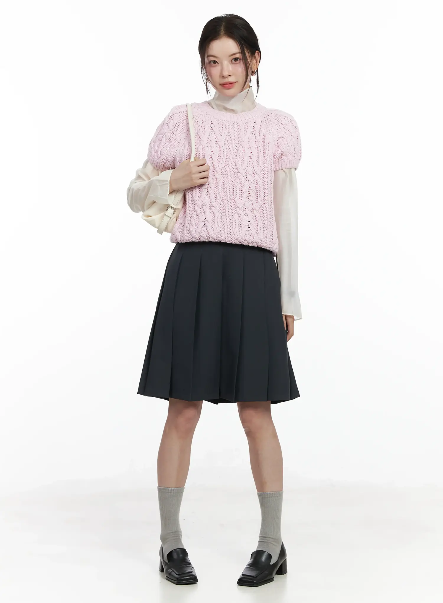 Cable Knit Short Sleeve Top IF524