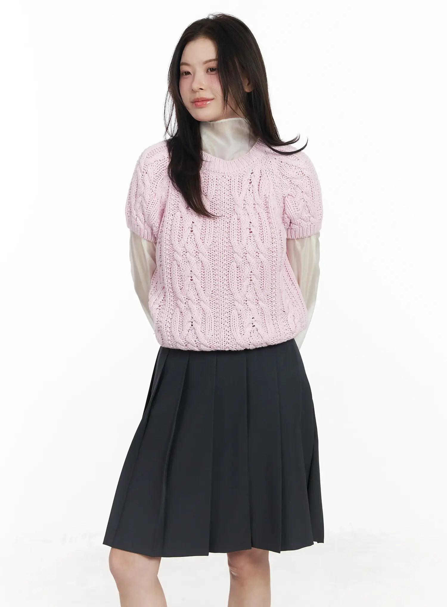 Cable Knit Short Sleeve Top IF524 - Image 5