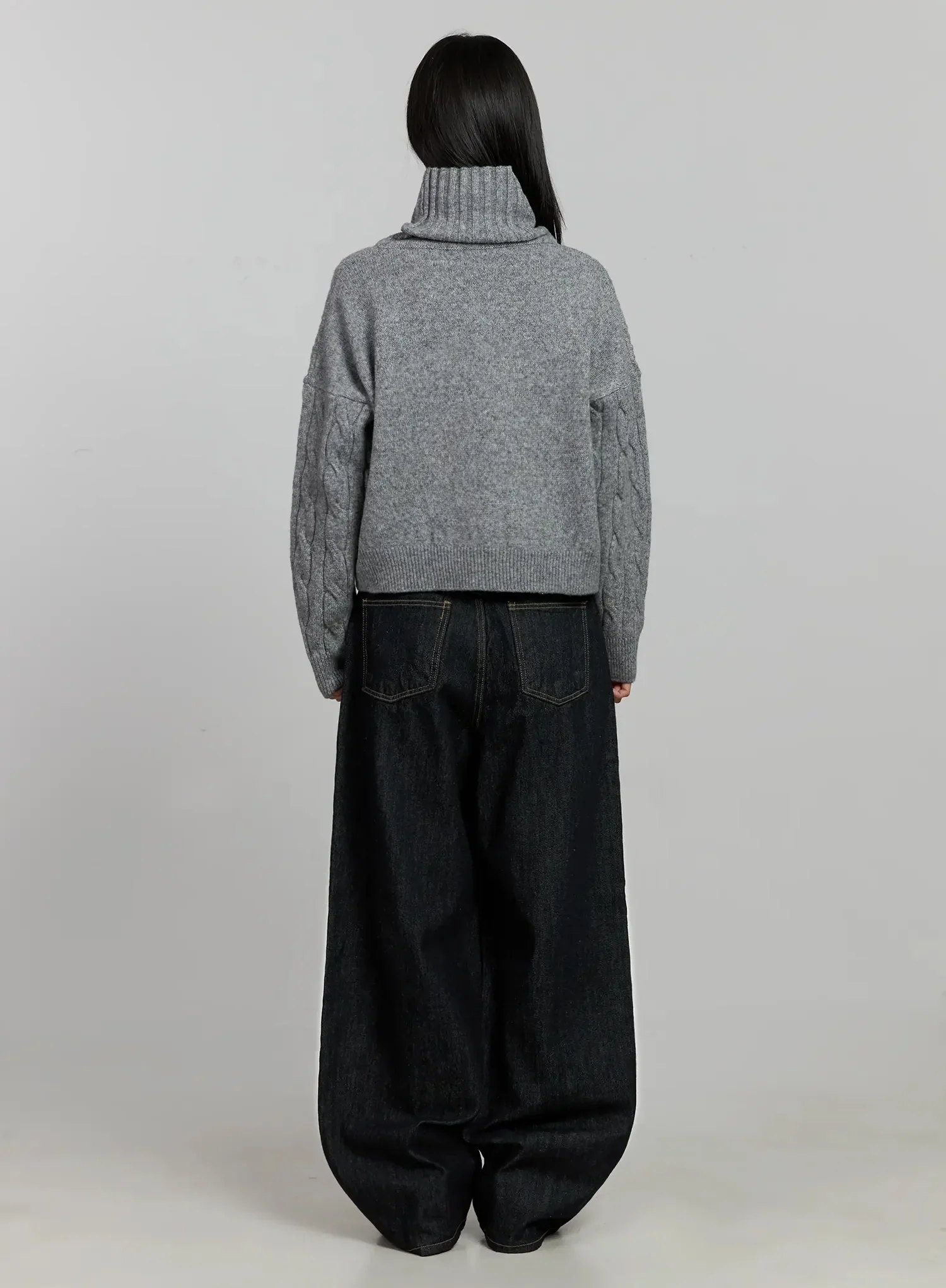 Cable Knit Turtleneck Sweater IJ502 - Image 10