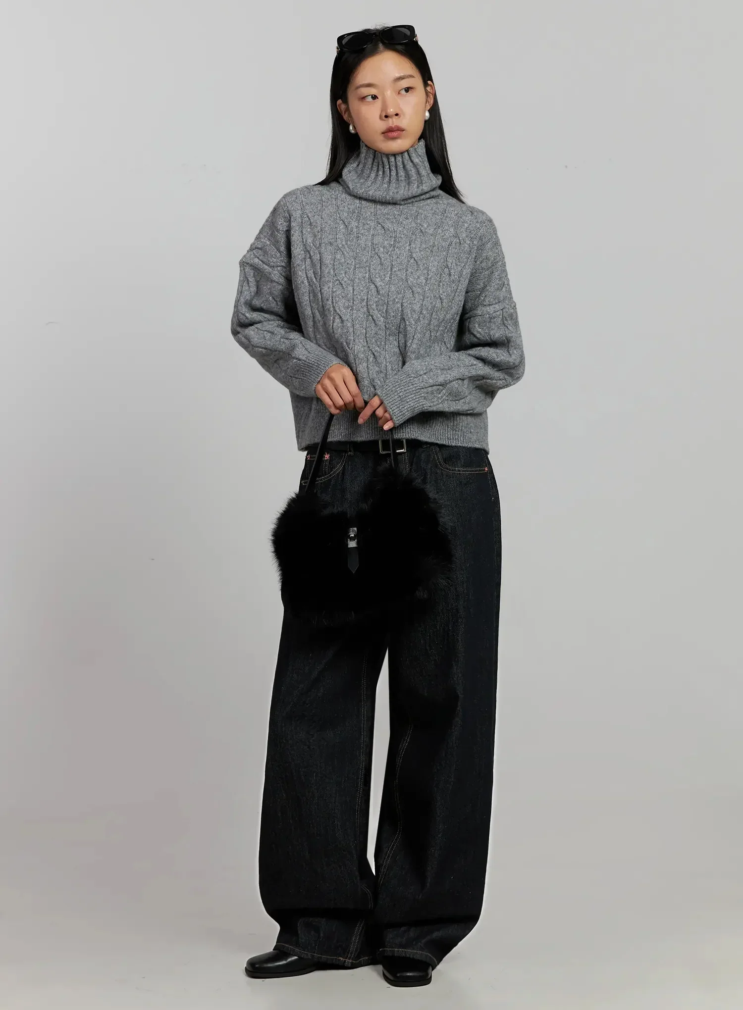Cable Knit Turtleneck Sweater IJ502 - Image 12