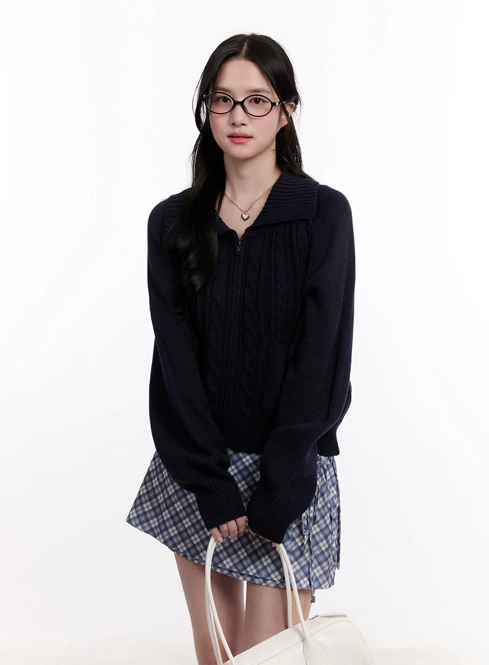 Cable Knit Zip-Up Cardigan CM526 - Image 11