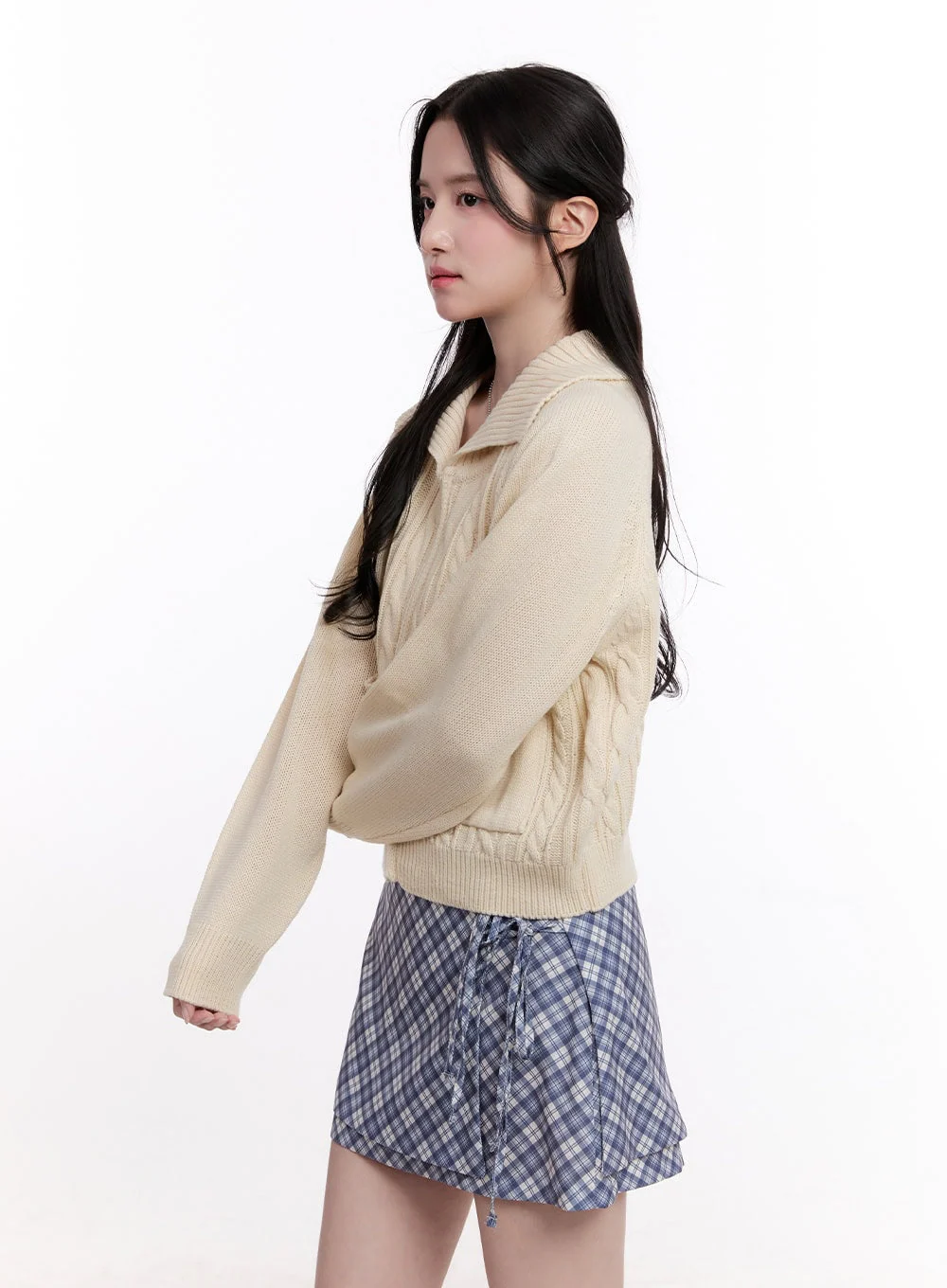 Cable Knit Zip-Up Cardigan CM526 - Image 13