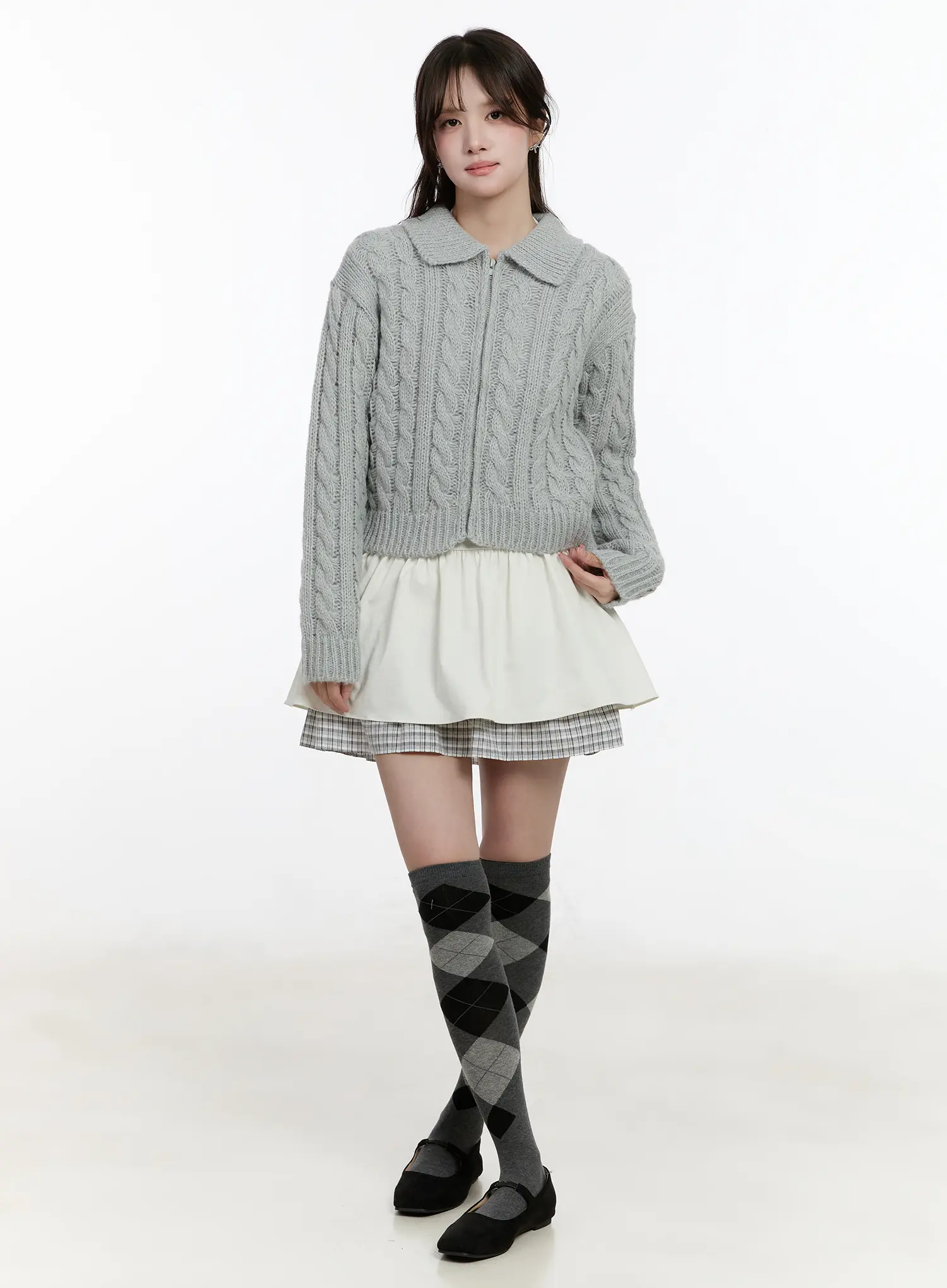 Cable Knit Zip-Up Jacket CM510 - Image 6