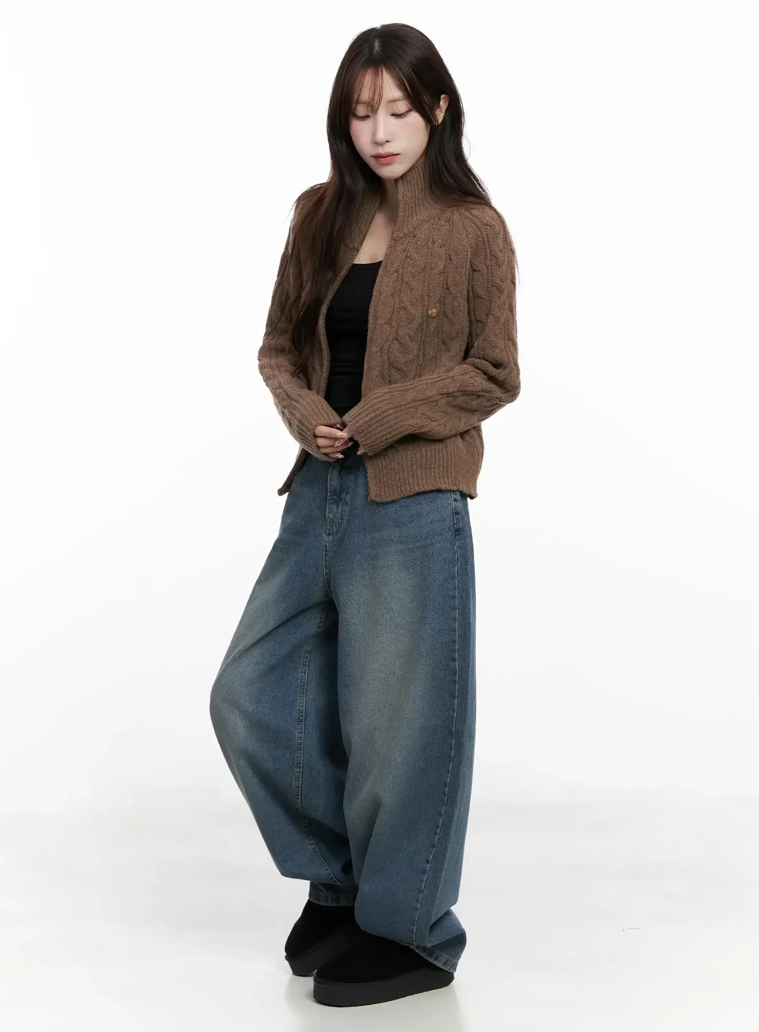 Cable Knit Zip-Up Jacket IN525 - Image 11