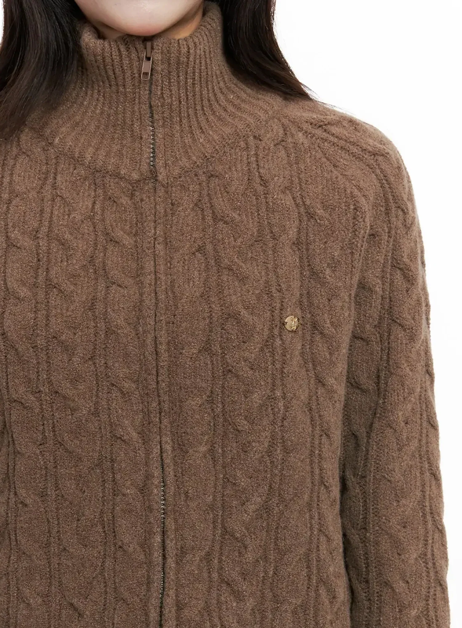 Cable Knit Zip-Up Jacket IN525 - Image 5