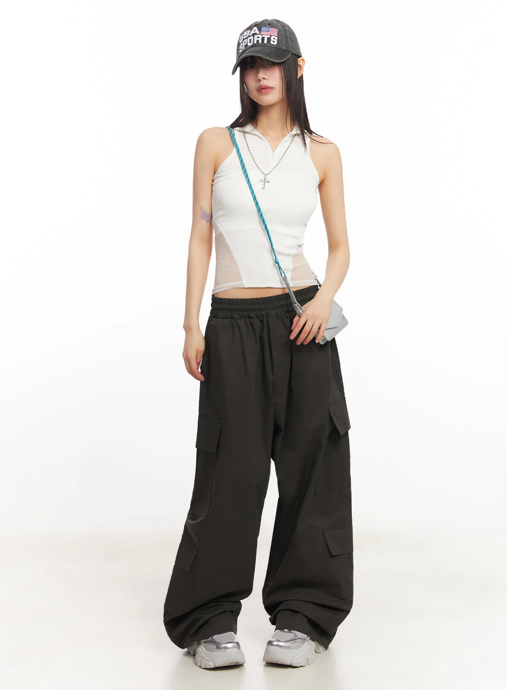 Cargo Baggy Windbreaker Pants IY502 - Image 6