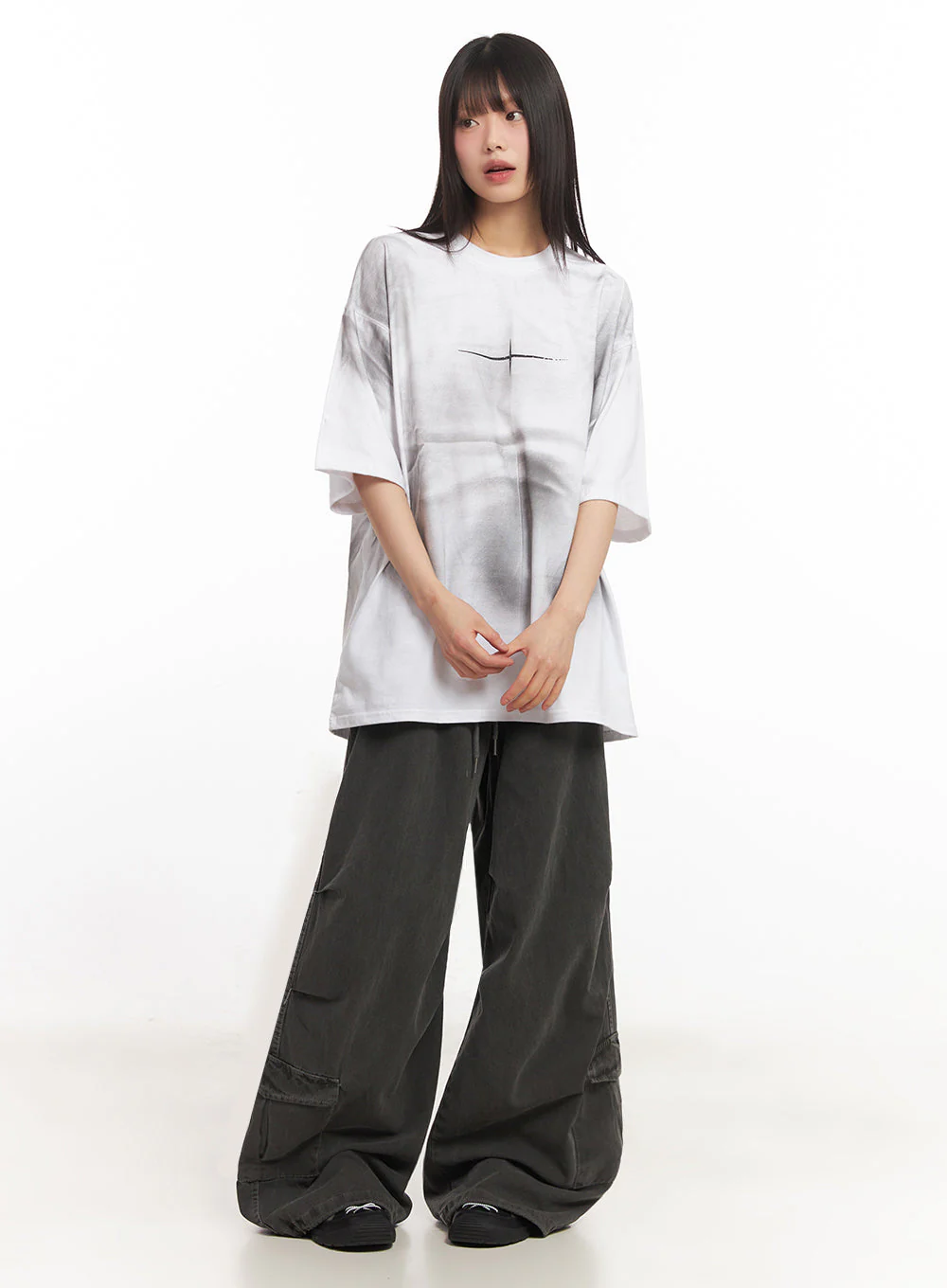 Cargo Washed Wide-Leg Sweatpants IY502 - Image 2