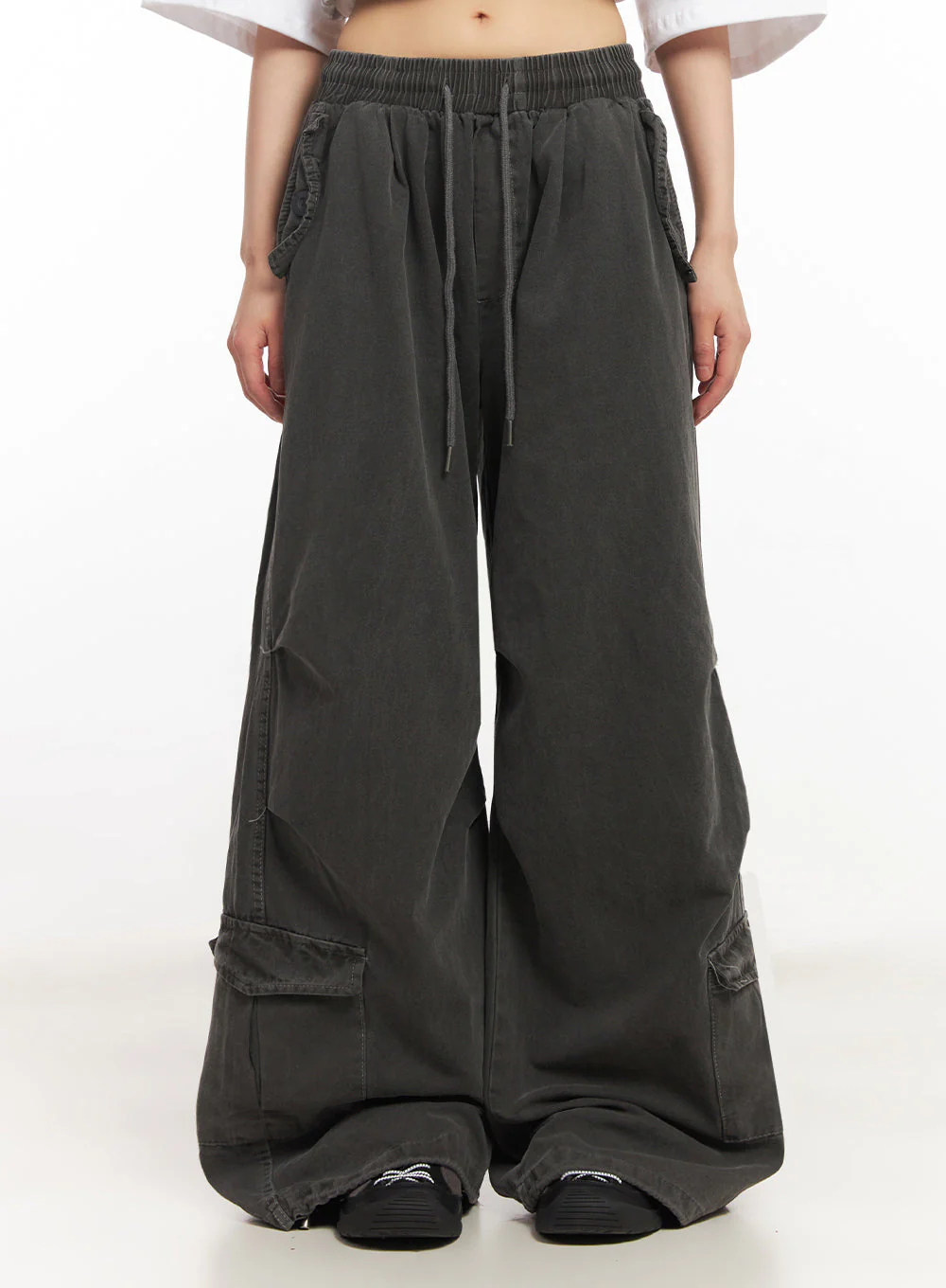 Cargo Washed Wide-Leg Sweatpants IY502 - Image 4