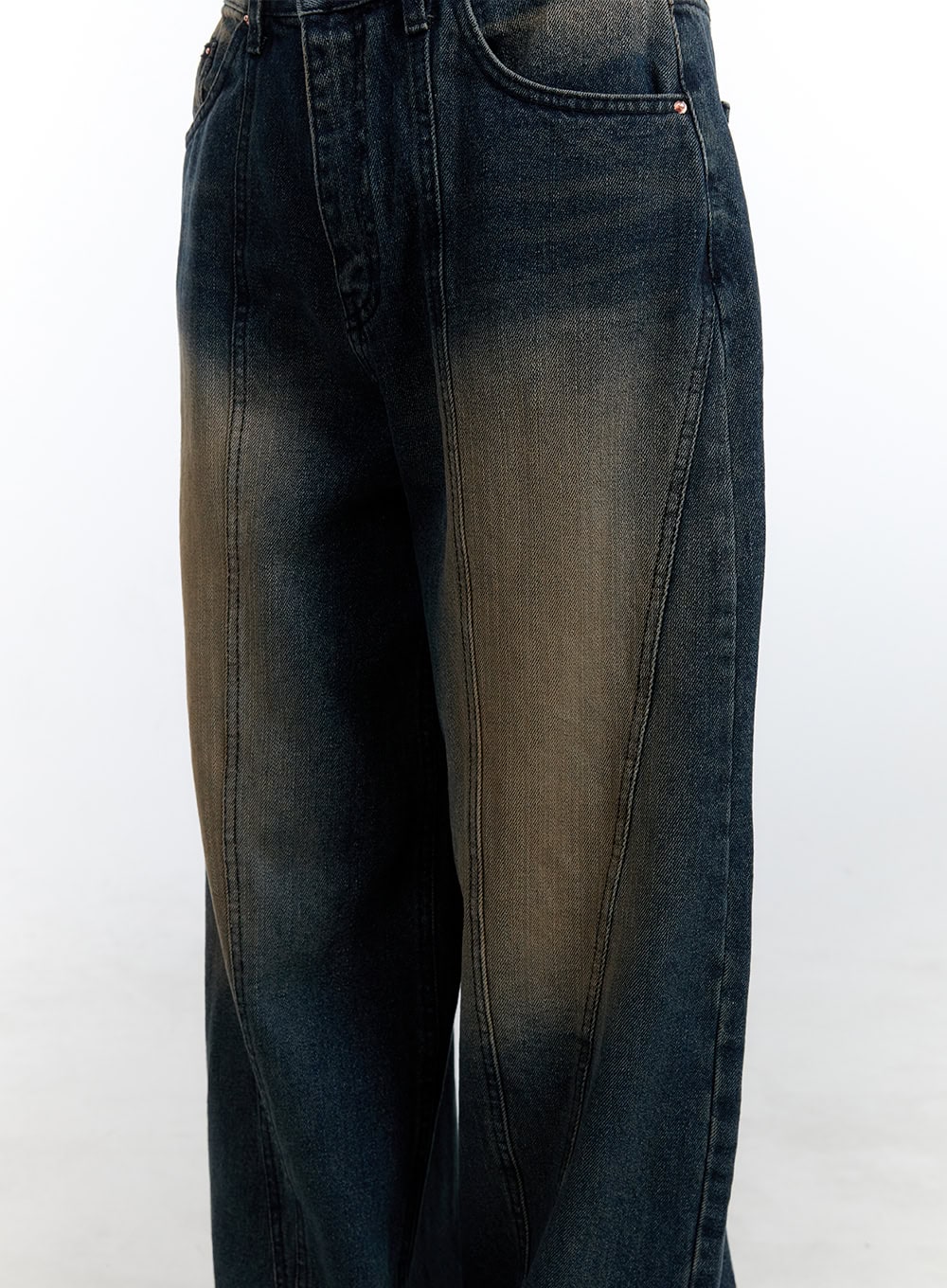 Cari Stitched Washed Denim Baggy Jeans CG413 - Image 3