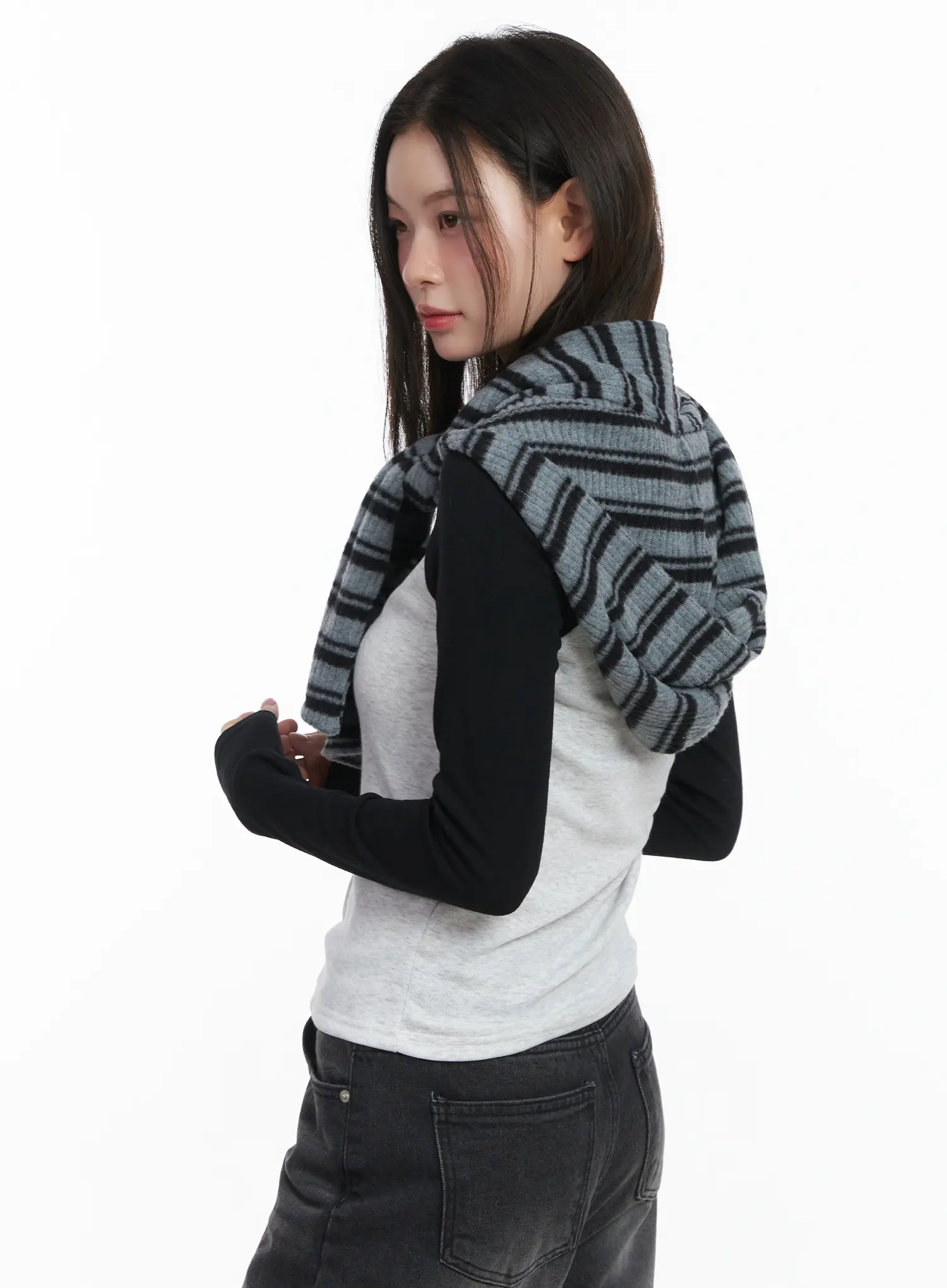 Casual Striped Hooded Muffler CJ512 - Image 2