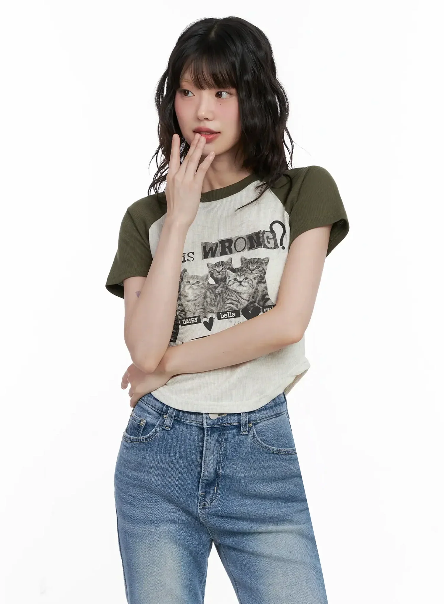 Cat Graphic Raglan Tee IL531 - Image 8