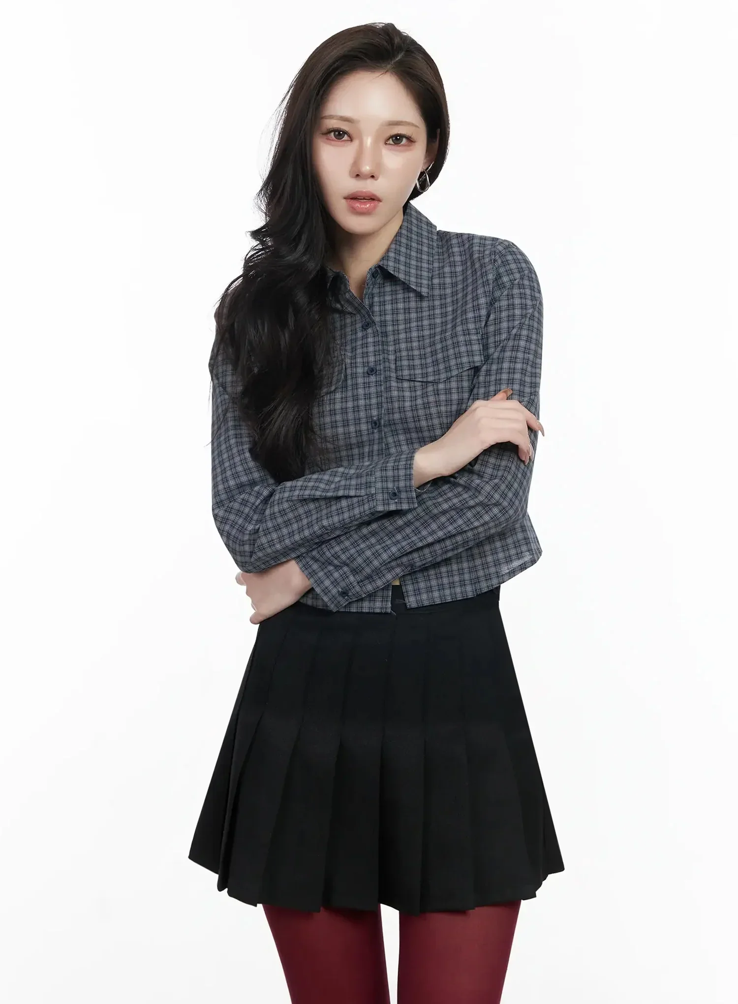 Checkered Crop Shirt IJ528 - Image 10