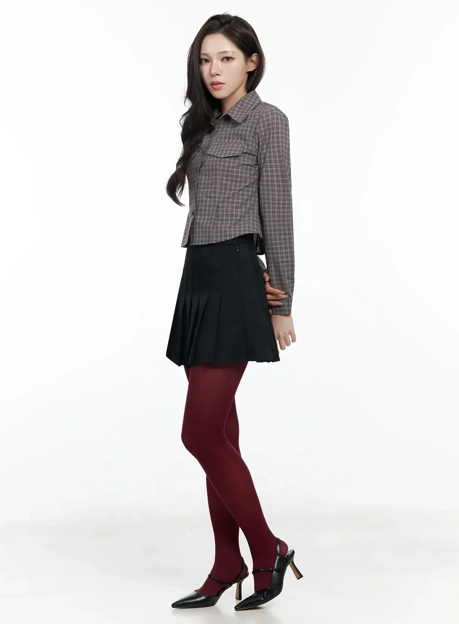 Checkered Crop Shirt IJ528 - Image 5