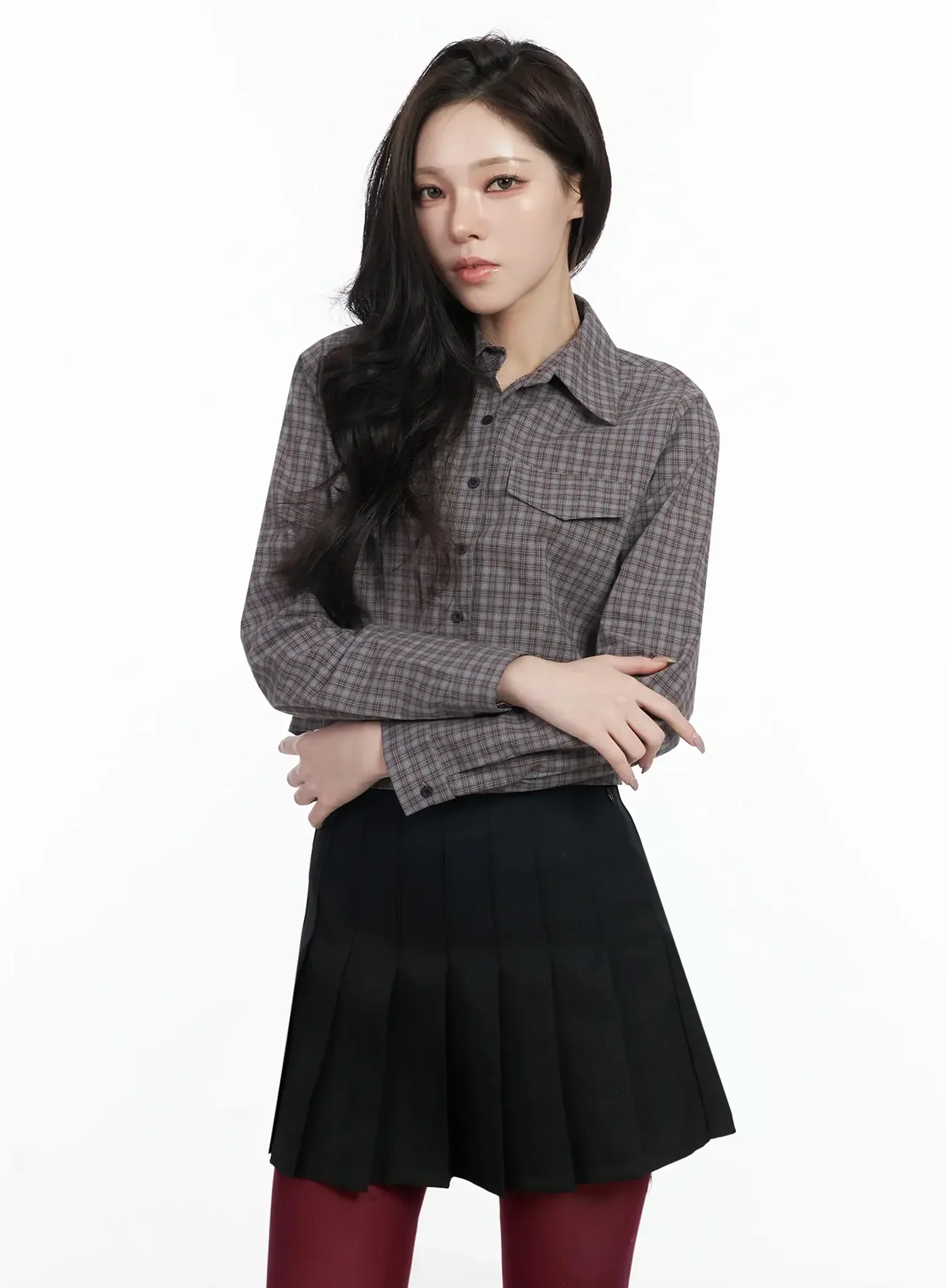 Checkered Crop Shirt IJ528 - Image 6