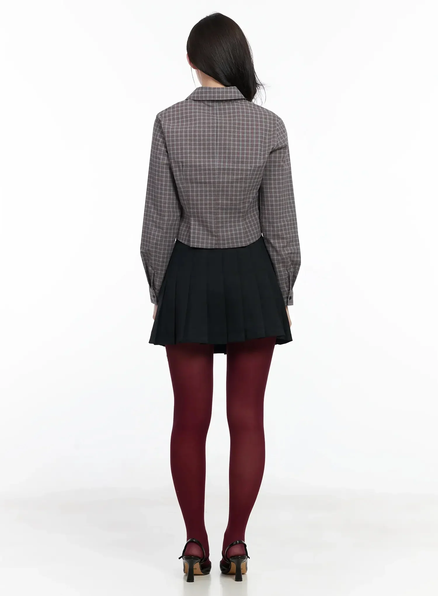 Checkered Crop Shirt IJ528 - Image 8