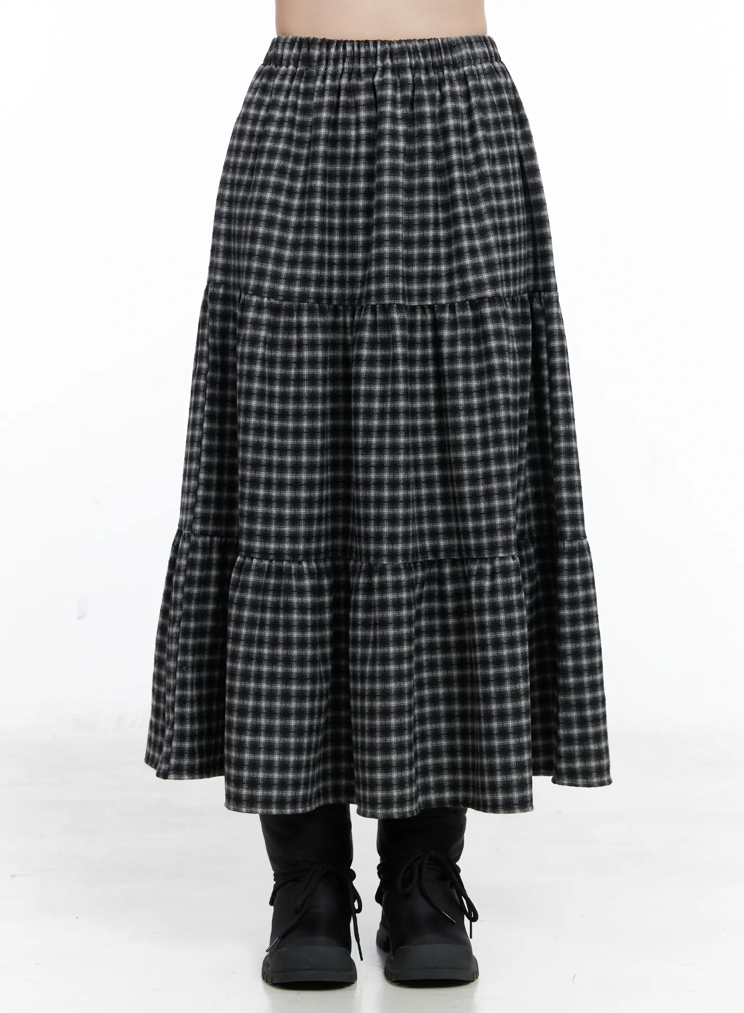 Checkered Flare Maxi Skirt CN519 - Image 2