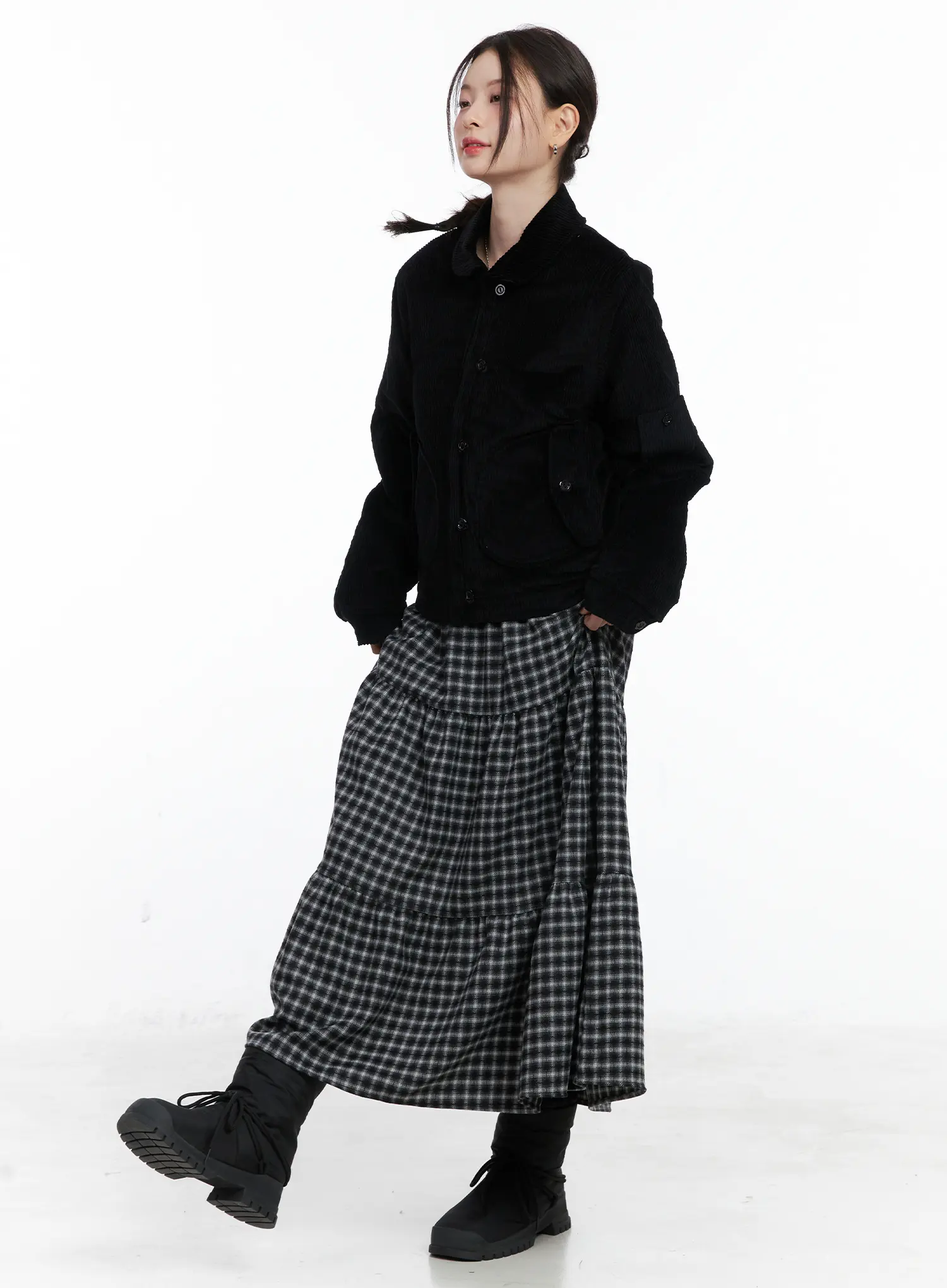 Checkered Flare Maxi Skirt CN519 - Image 7
