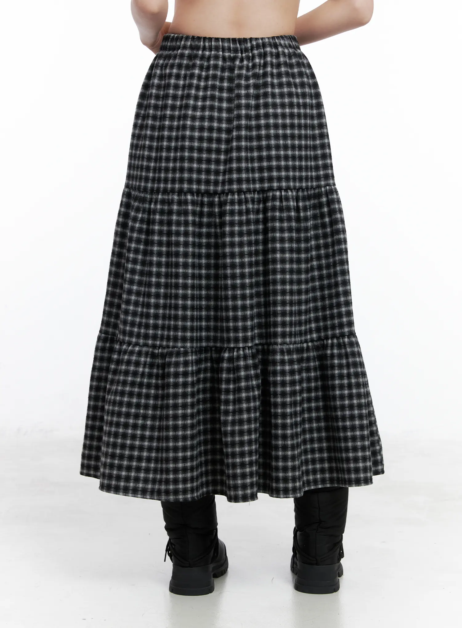 Checkered Flare Maxi Skirt CN519 - Image 8