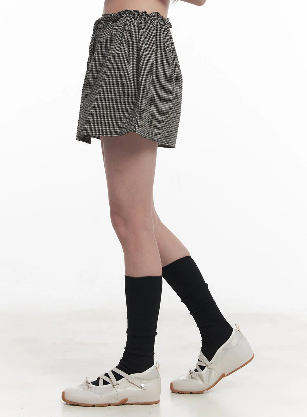 Checkered Ribbon Button Mini Skirt IY513 - Image 9