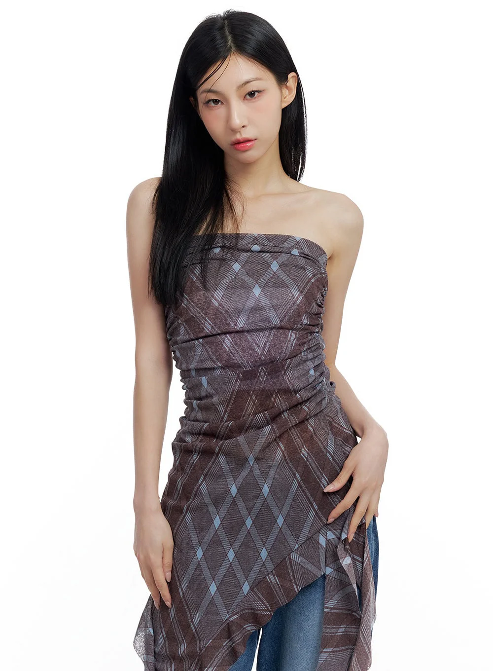 Checkered Ruffle Midi Dress CO426