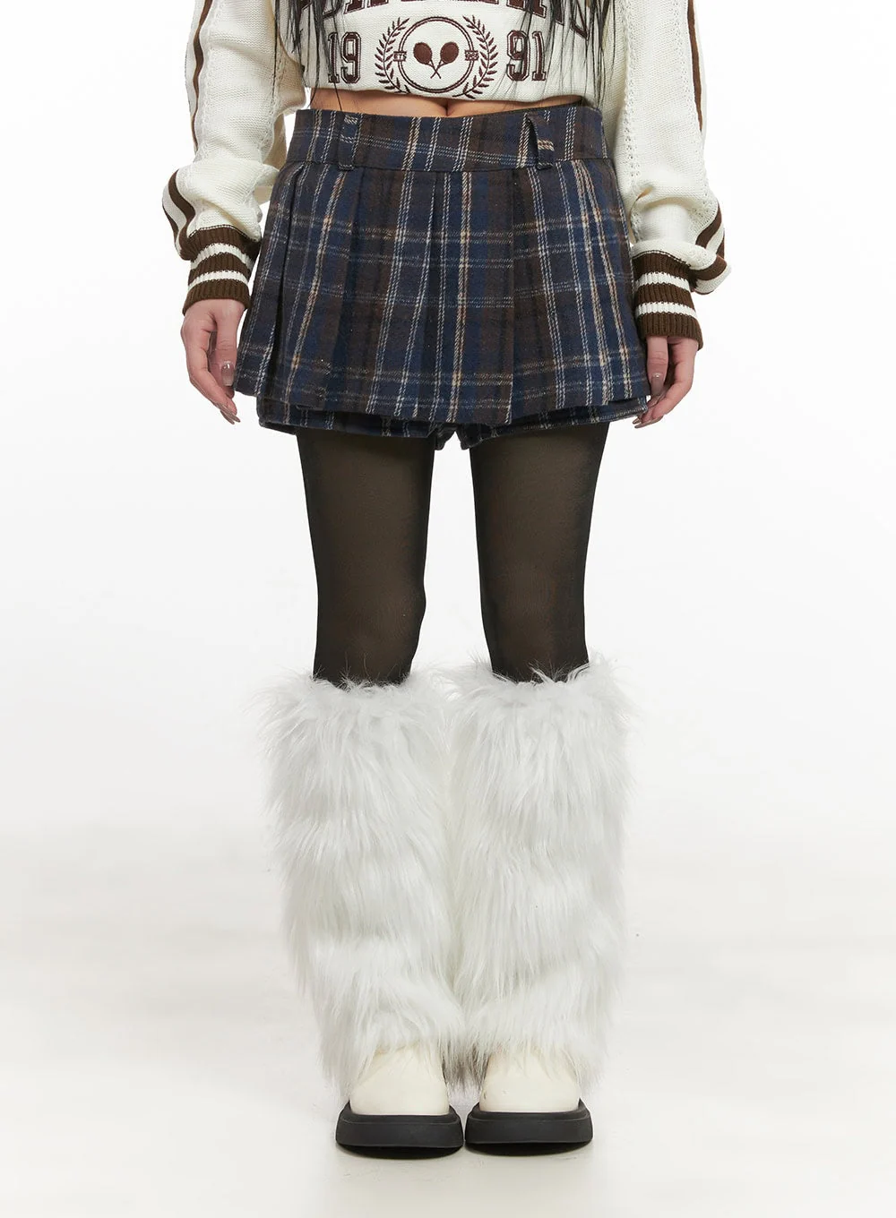 Checkered Winter Pleated Mini Skirt CJ516 - Image 9