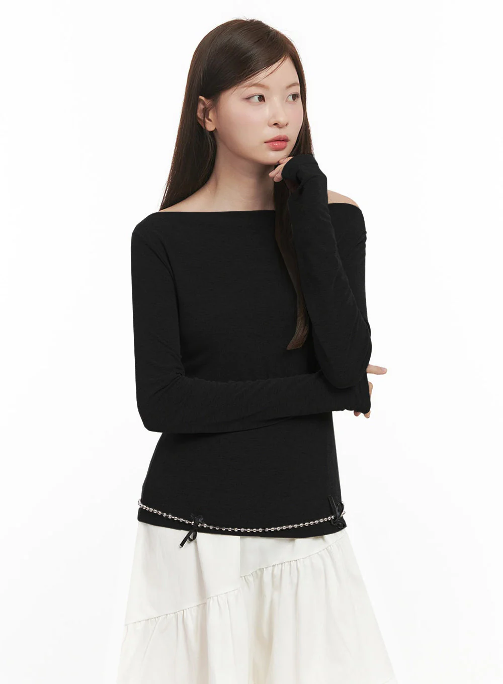 Chic Boat Neck Long Sleeve Top IJ527 - Image 15
