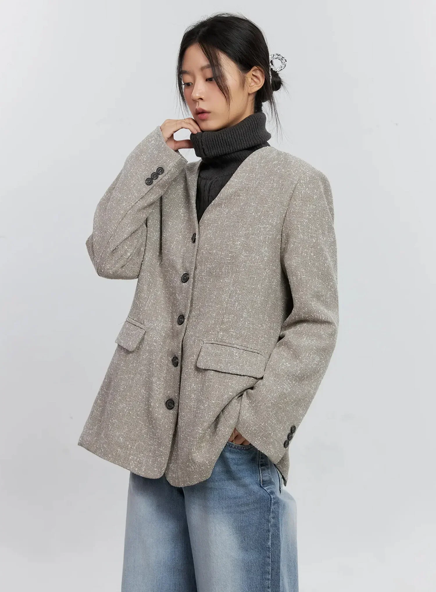 Chic Button-Up Jacket IS515 - Image 2