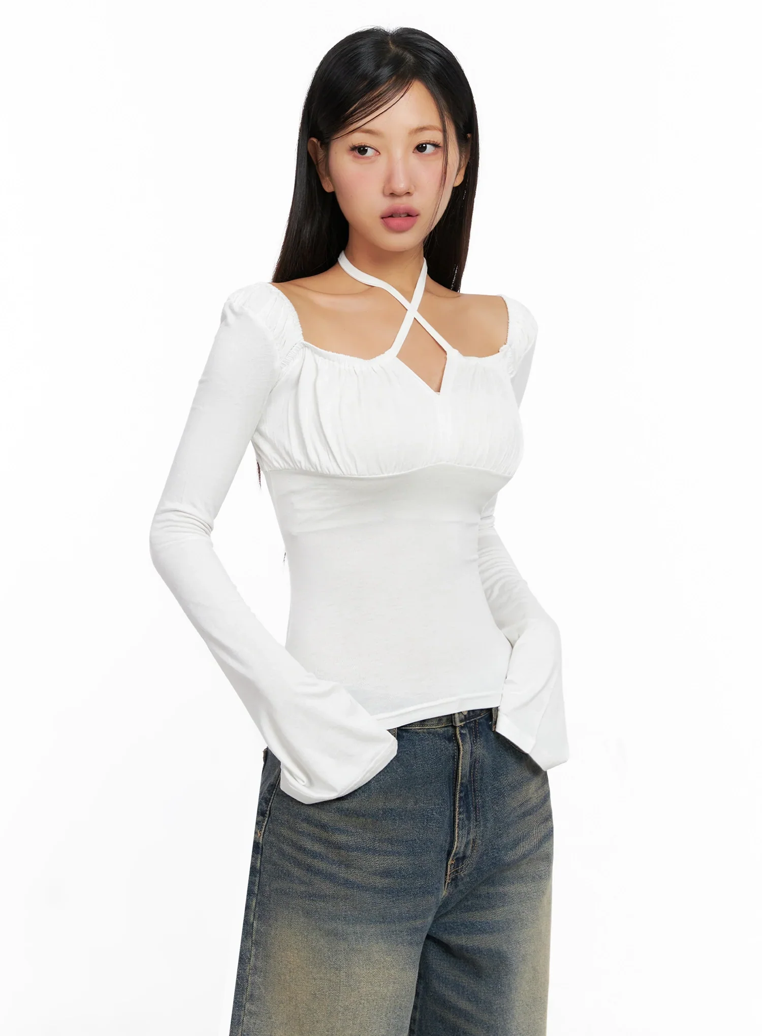 Chic Cross Strap Long Sleeve Tee IG528 - Image 5