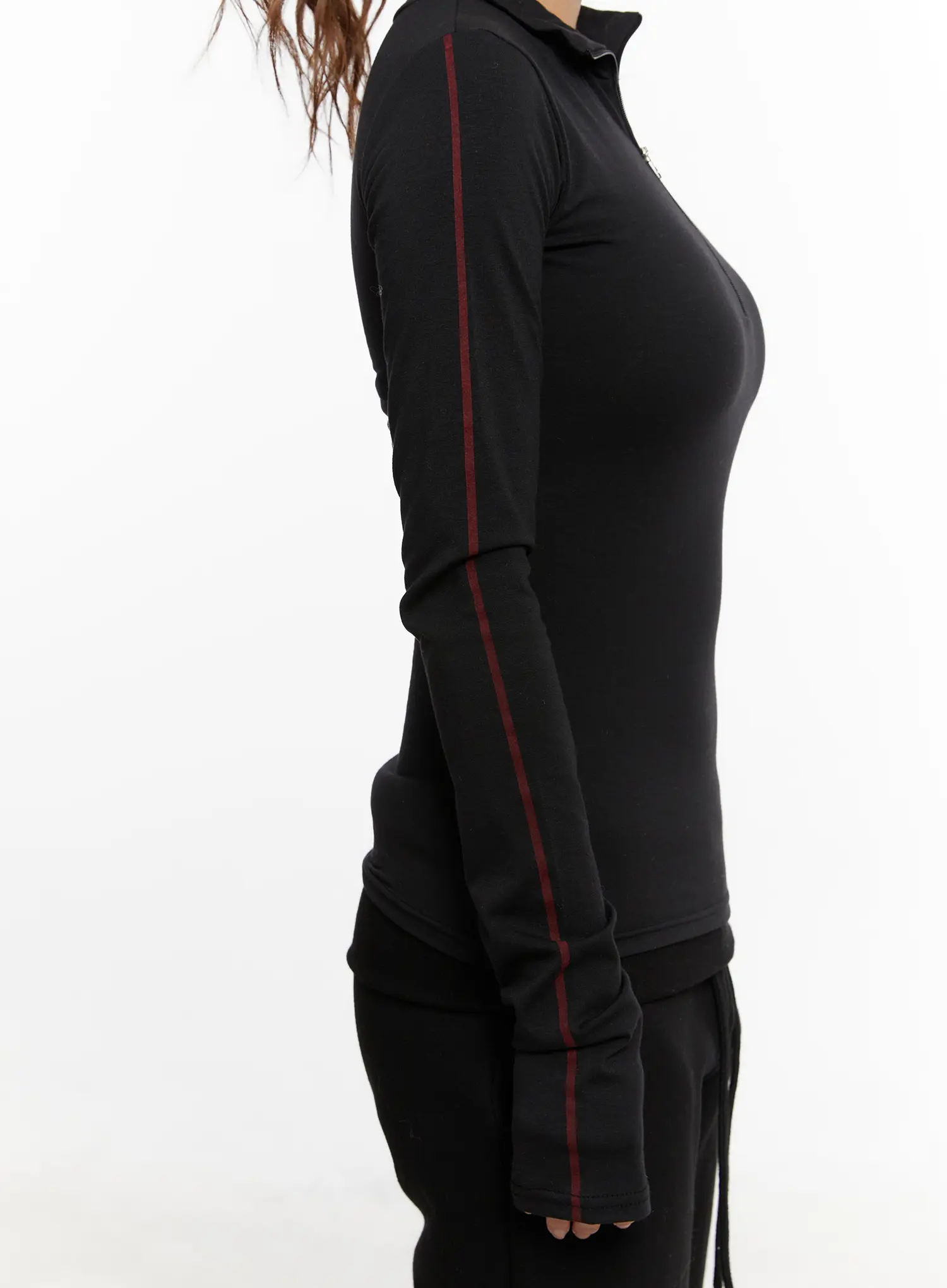 Chic Half Zip Up Slim Fit Top CD517 - Image 6