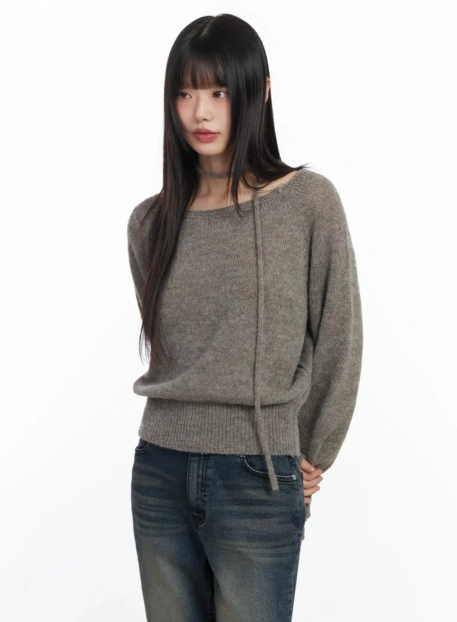 Chic Off-Shoulder Knit Sweater and Thin Scarf Set F517 - Image 13