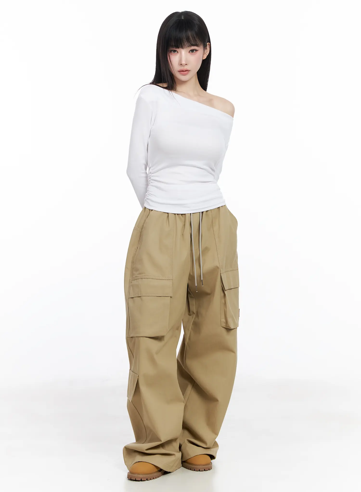 Chic Off-Shoulder Shirred Blouse CF519 - Image 3