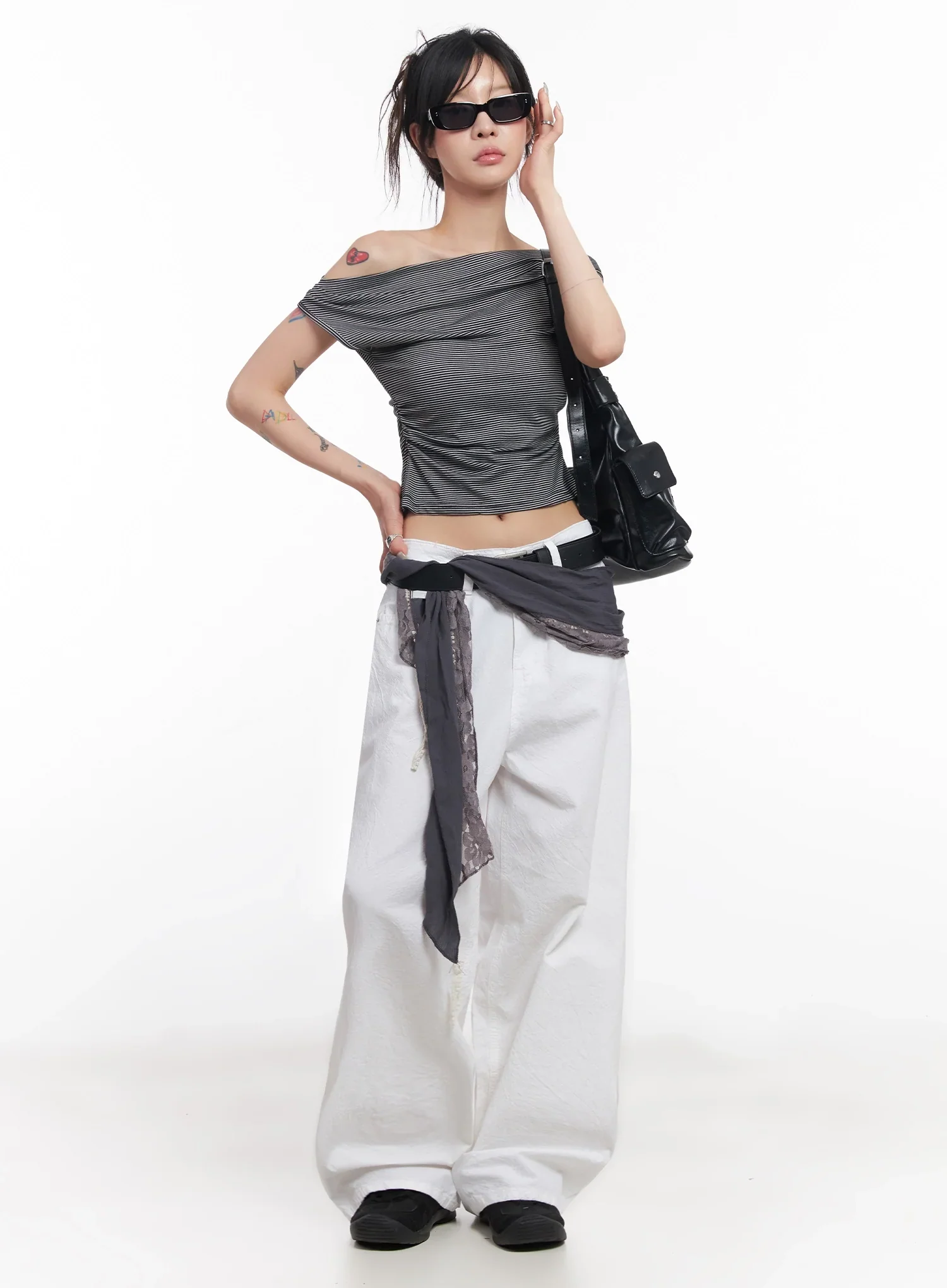 Chic Off-Shoulder Striped Tee IC503 - Image 3