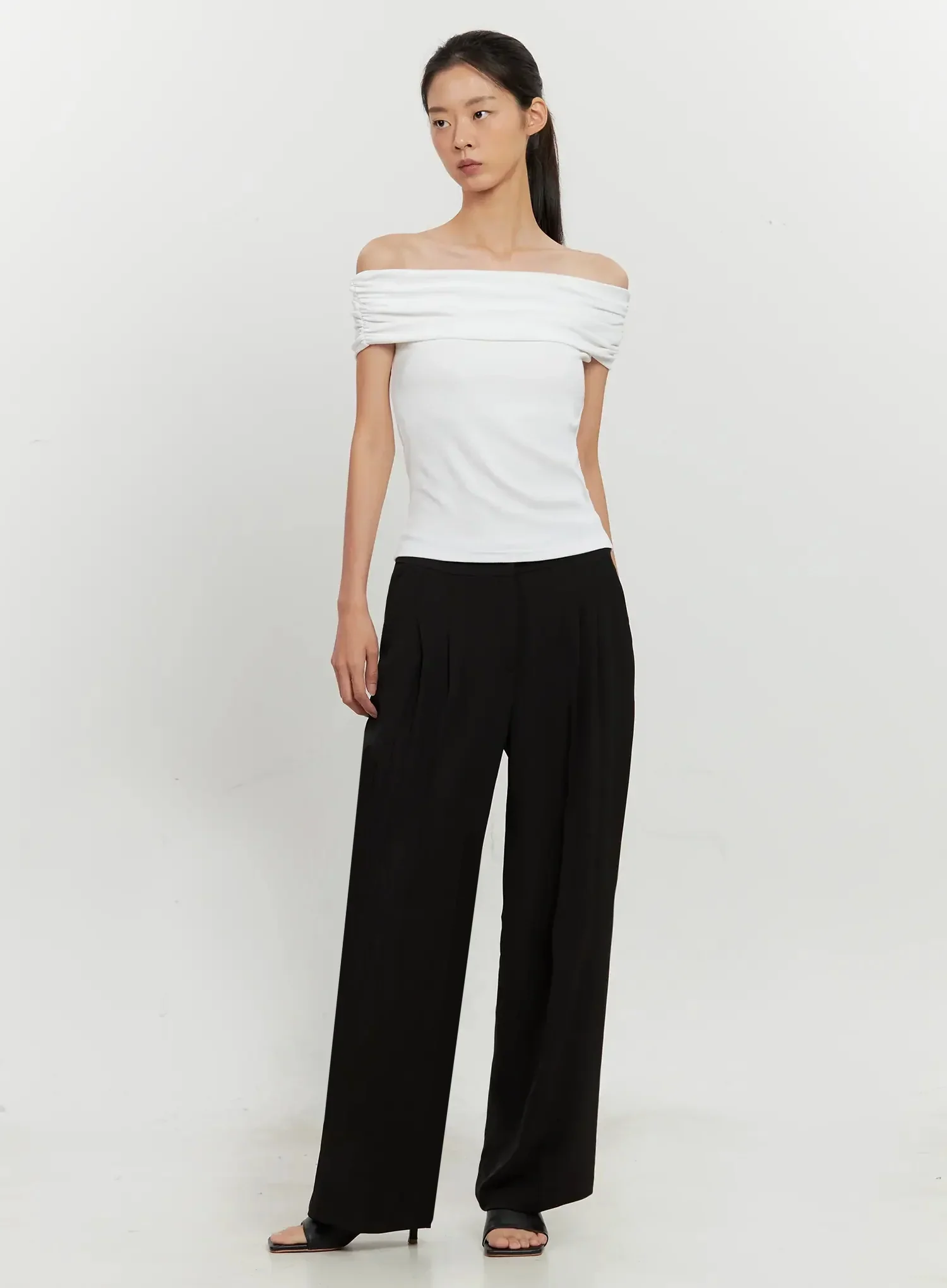 Chic Pintuck Wide-Leg Slacks IS516 - Image 13