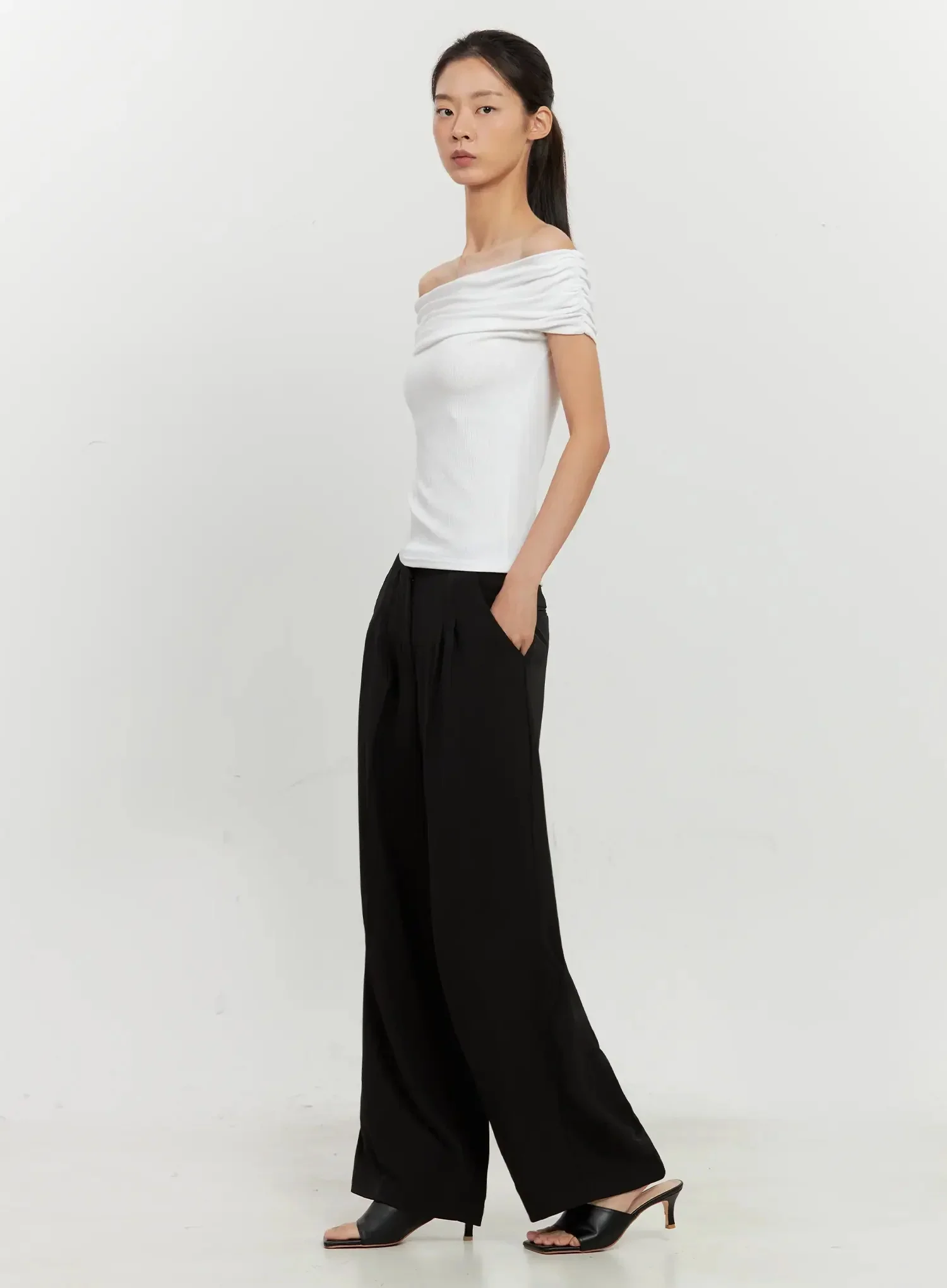 Chic Pintuck Wide-Leg Slacks IS516 - Image 14