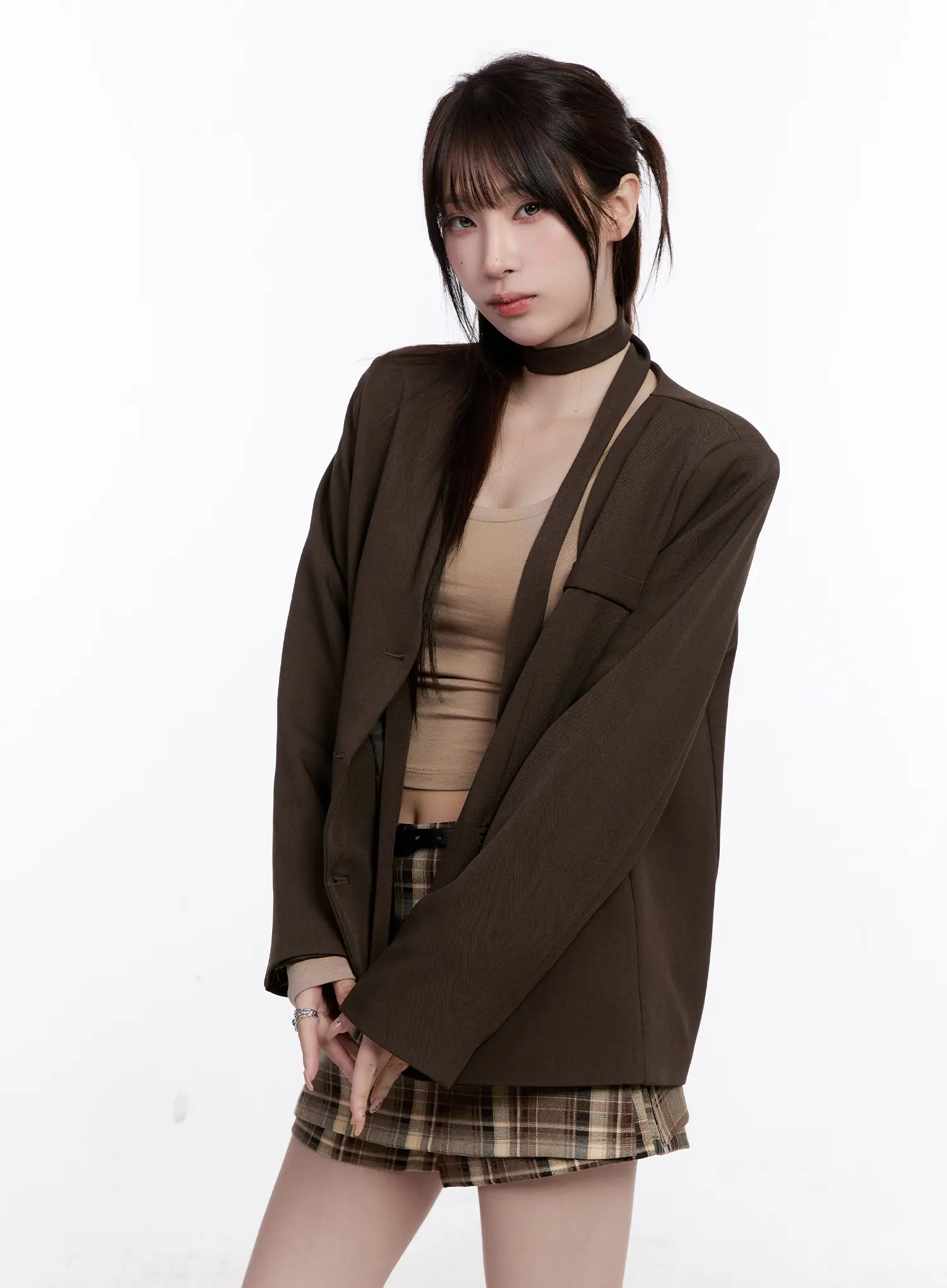 Chic Shoulder Pad Tie Blazer CO501 - Image 7